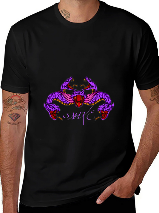 Mens Black Snake Graphic T-Shirt