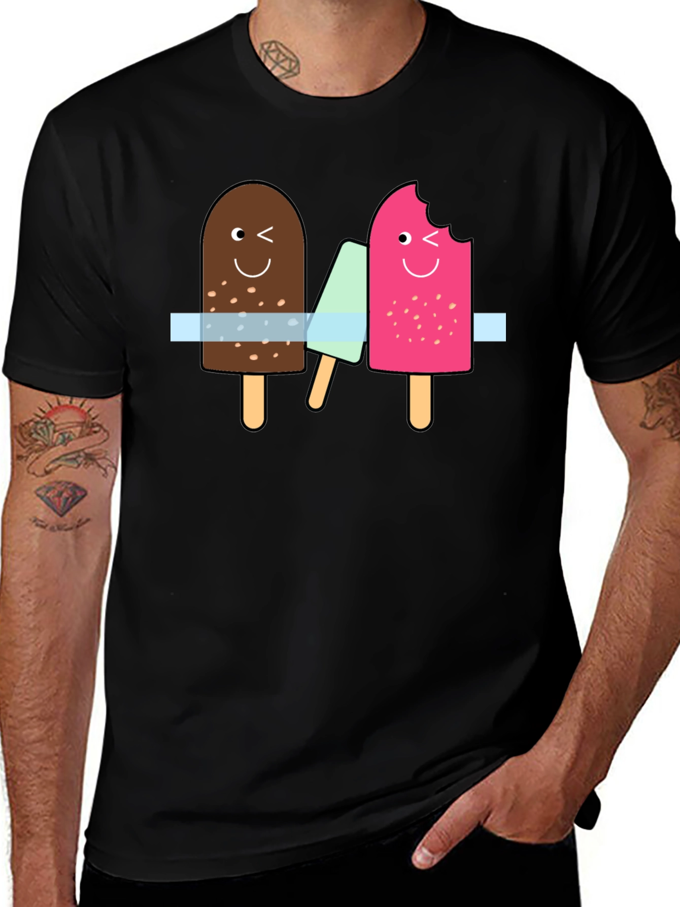 Fun Ice Cream Graphic Tee - Black