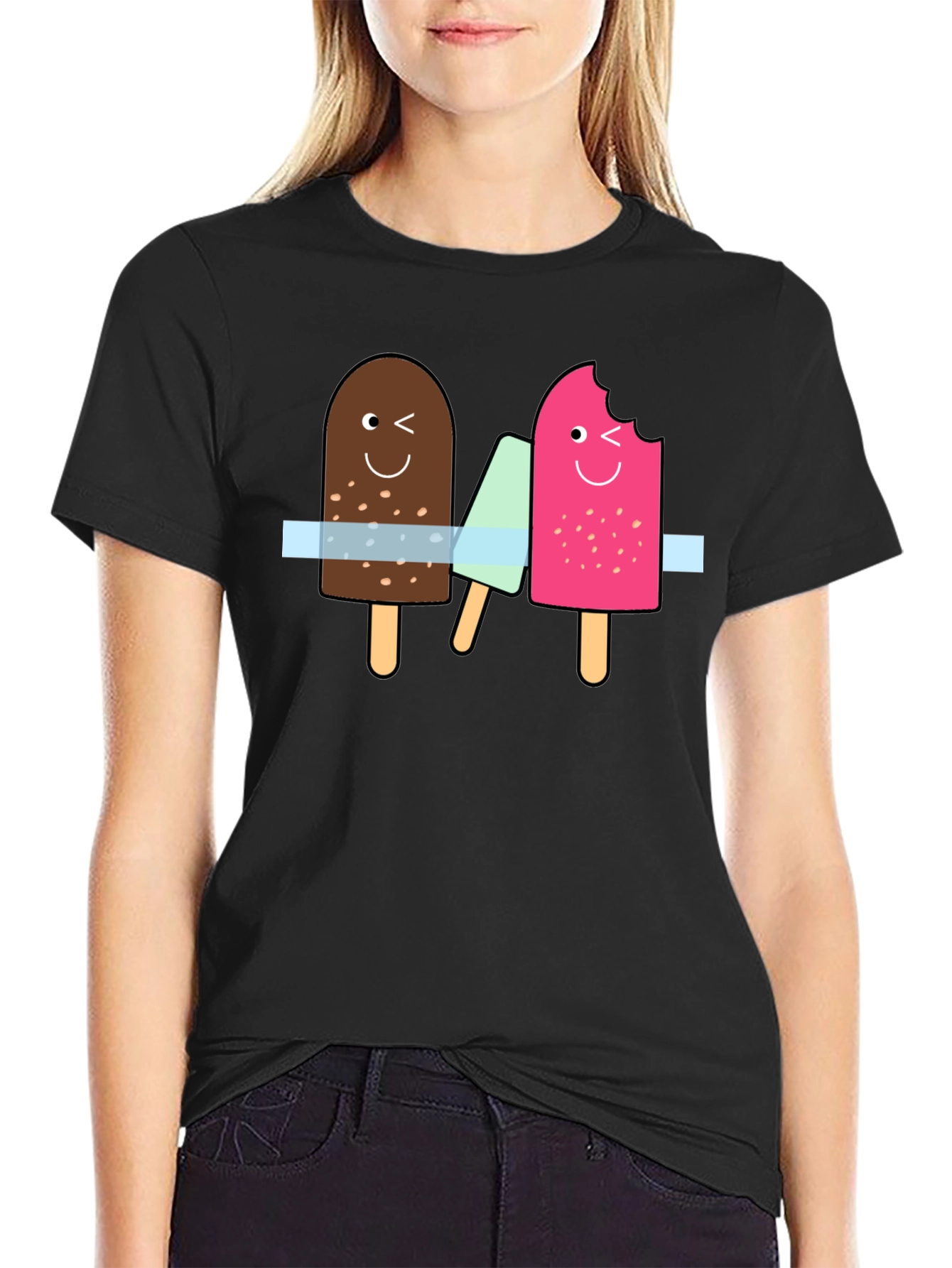 Fun Ice Cream Graphic Tee - Black