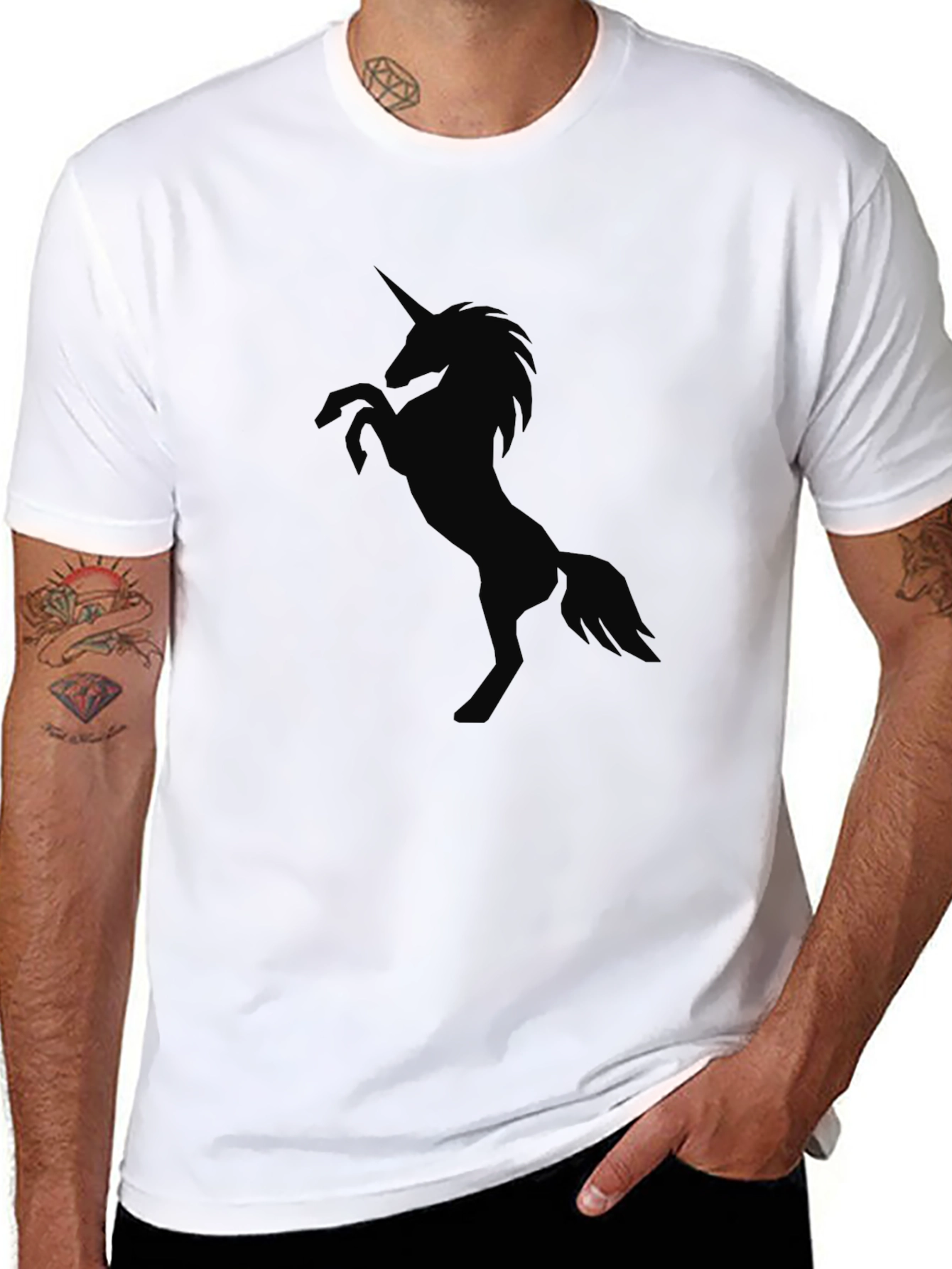 Mens Black Unicorn Graphic T-Shirt
