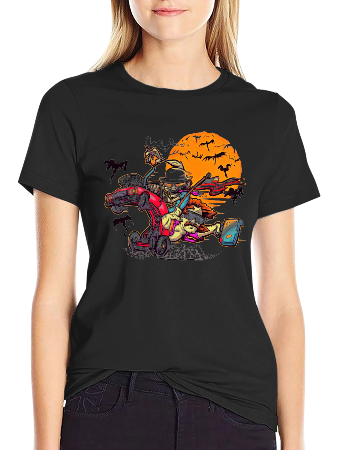 Spooky Halloween Car Racing T-Shirt