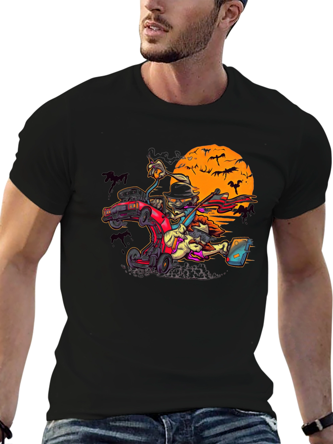 Spooky Halloween Car Racing T-Shirt
