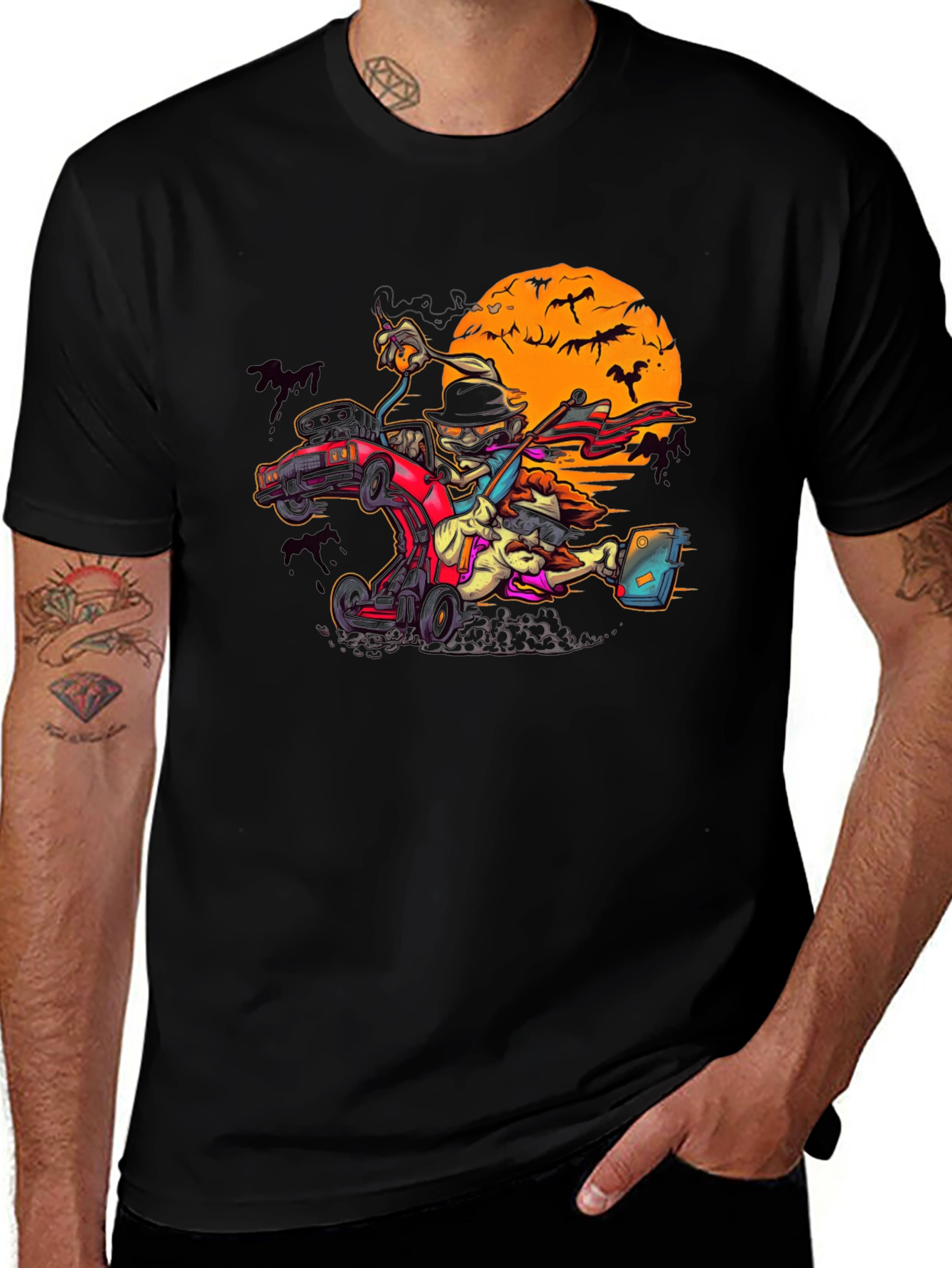 Spooky Halloween Car Racing T-Shirt