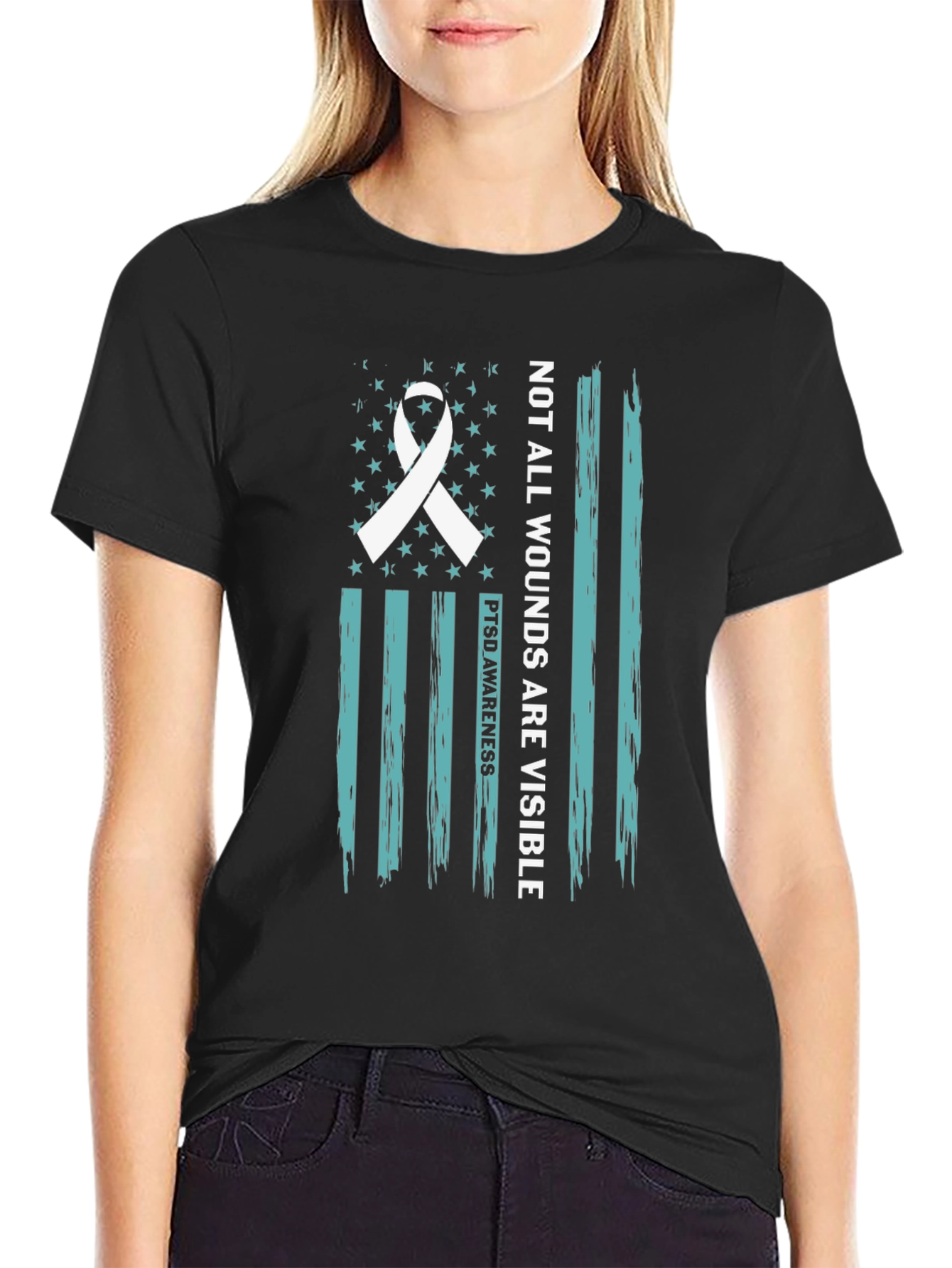 PTSD Awareness Flag T-Shirt - Not All Wounds Visible