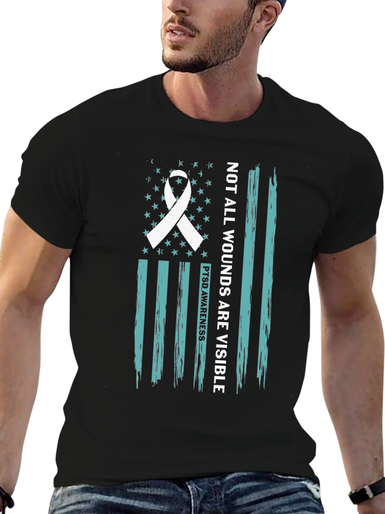 PTSD Awareness Flag T-Shirt - Not All Wounds Visible