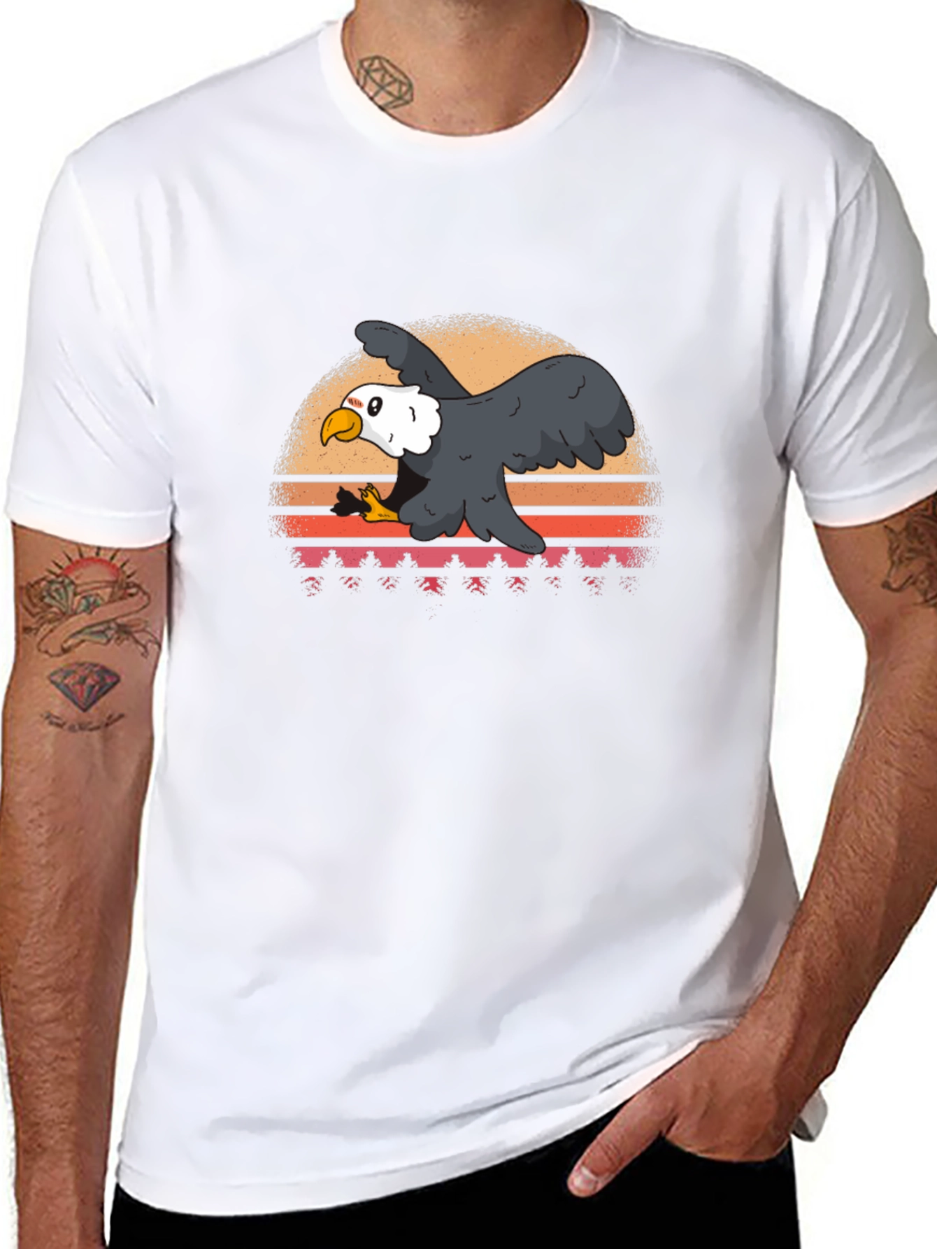 Eagle Sunset Graphic Tee - Retro Style