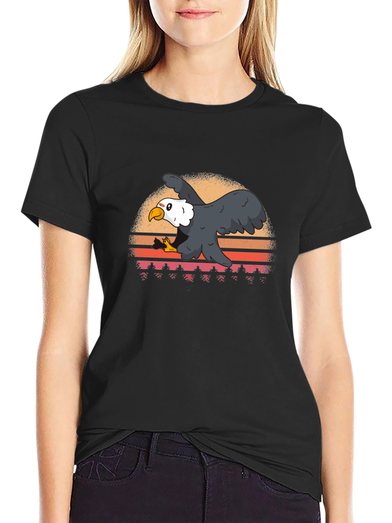 Eagle Sunset Graphic Tee - Retro Style
