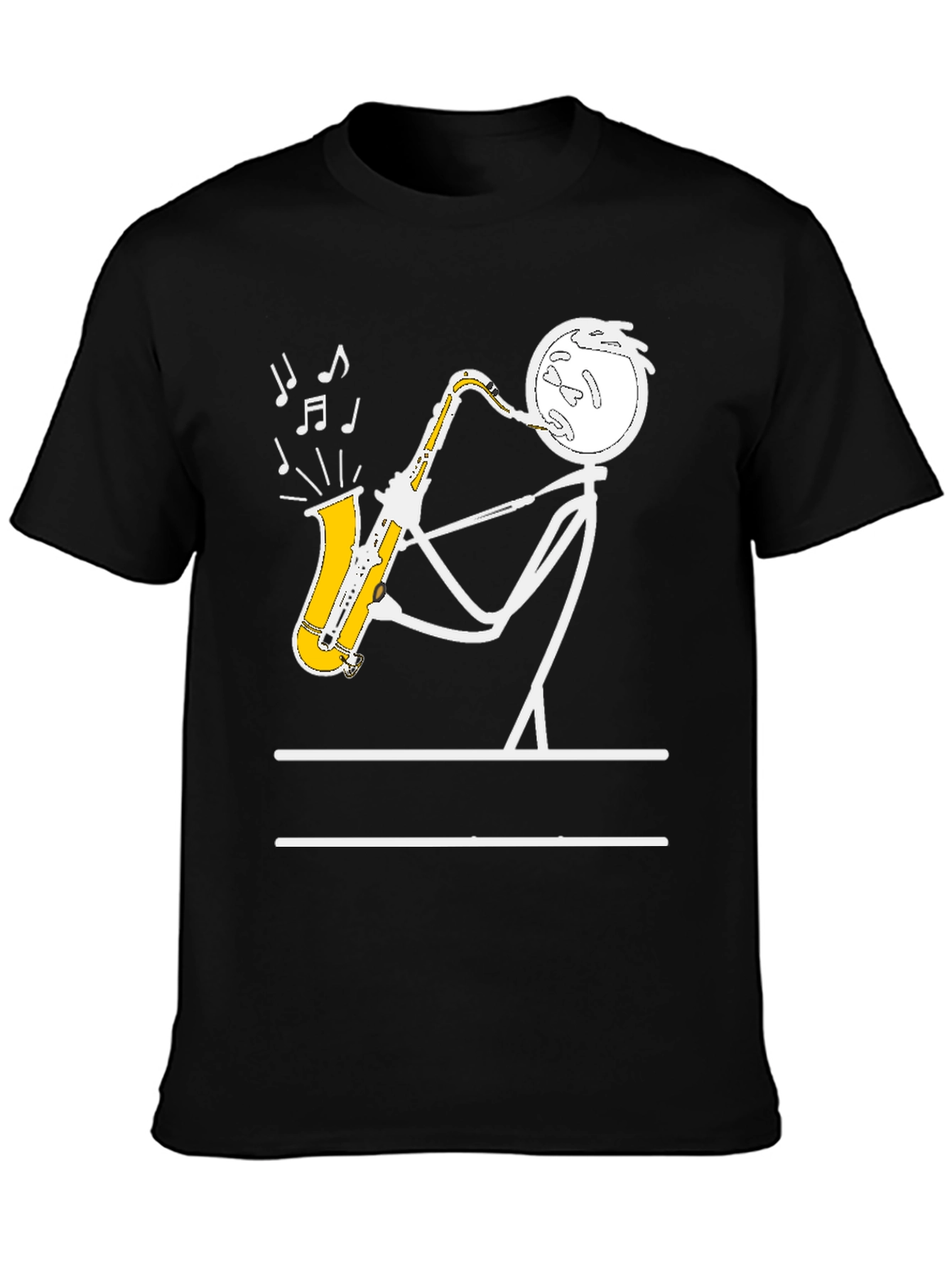 Saxophone Player Stick Figure Graphic Tee