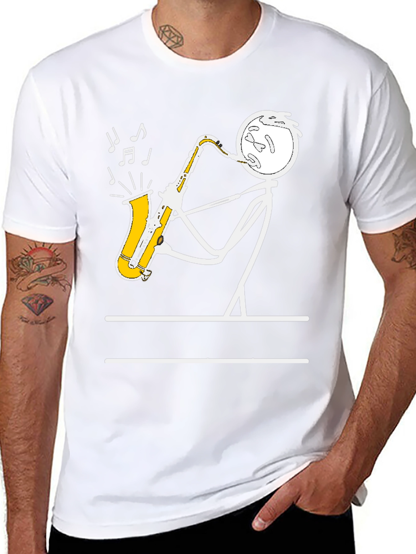 Saxophone Player Stick Figure Graphic Tee