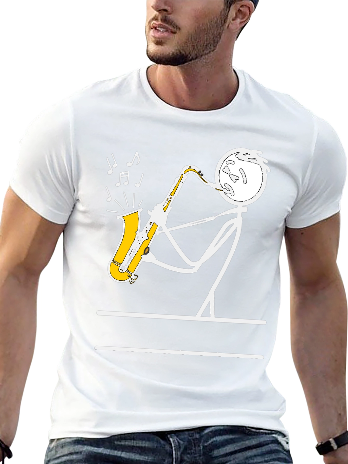 Saxophone Player Stick Figure Graphic Tee