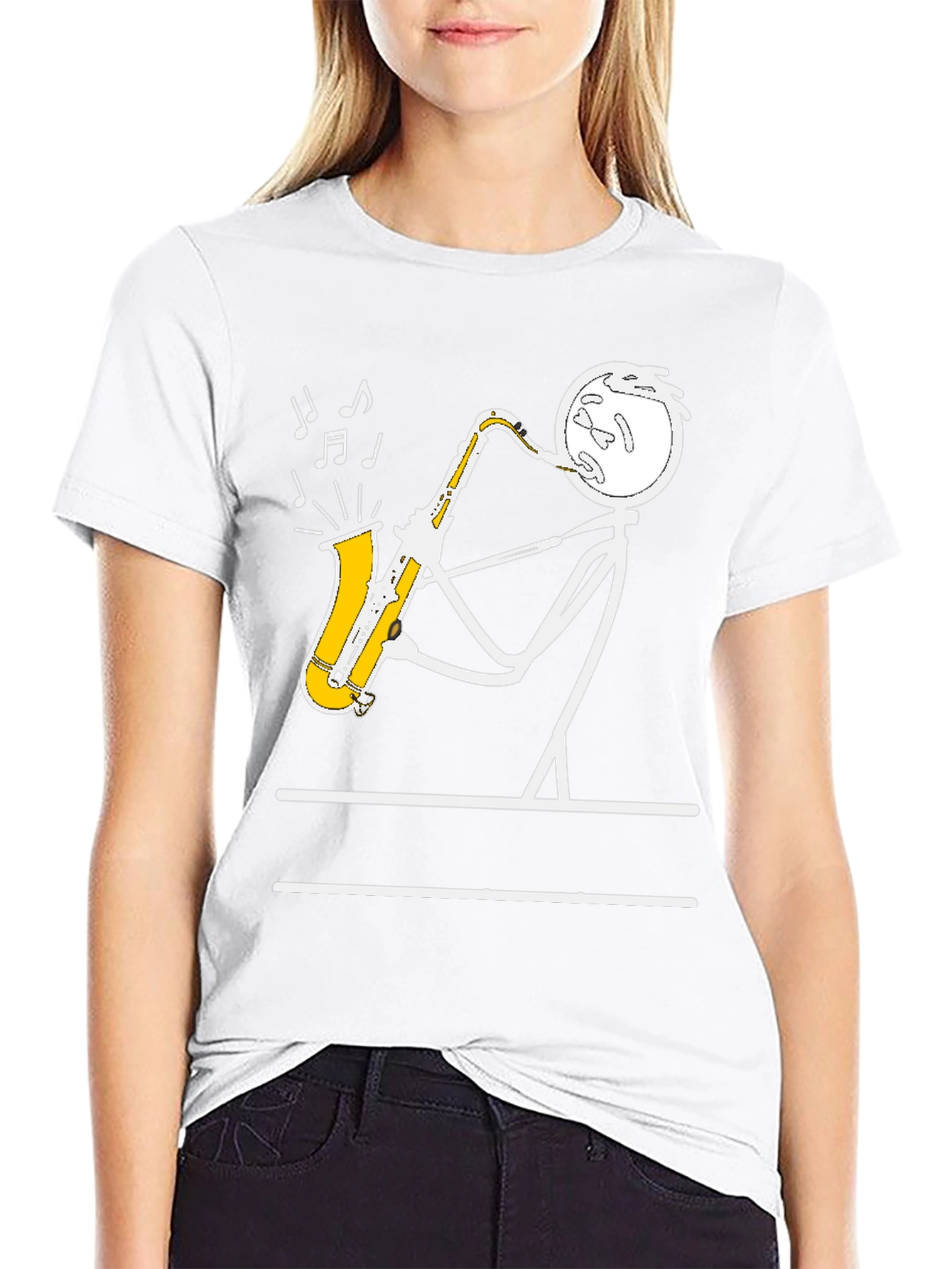Saxophone Player Stick Figure Graphic Tee