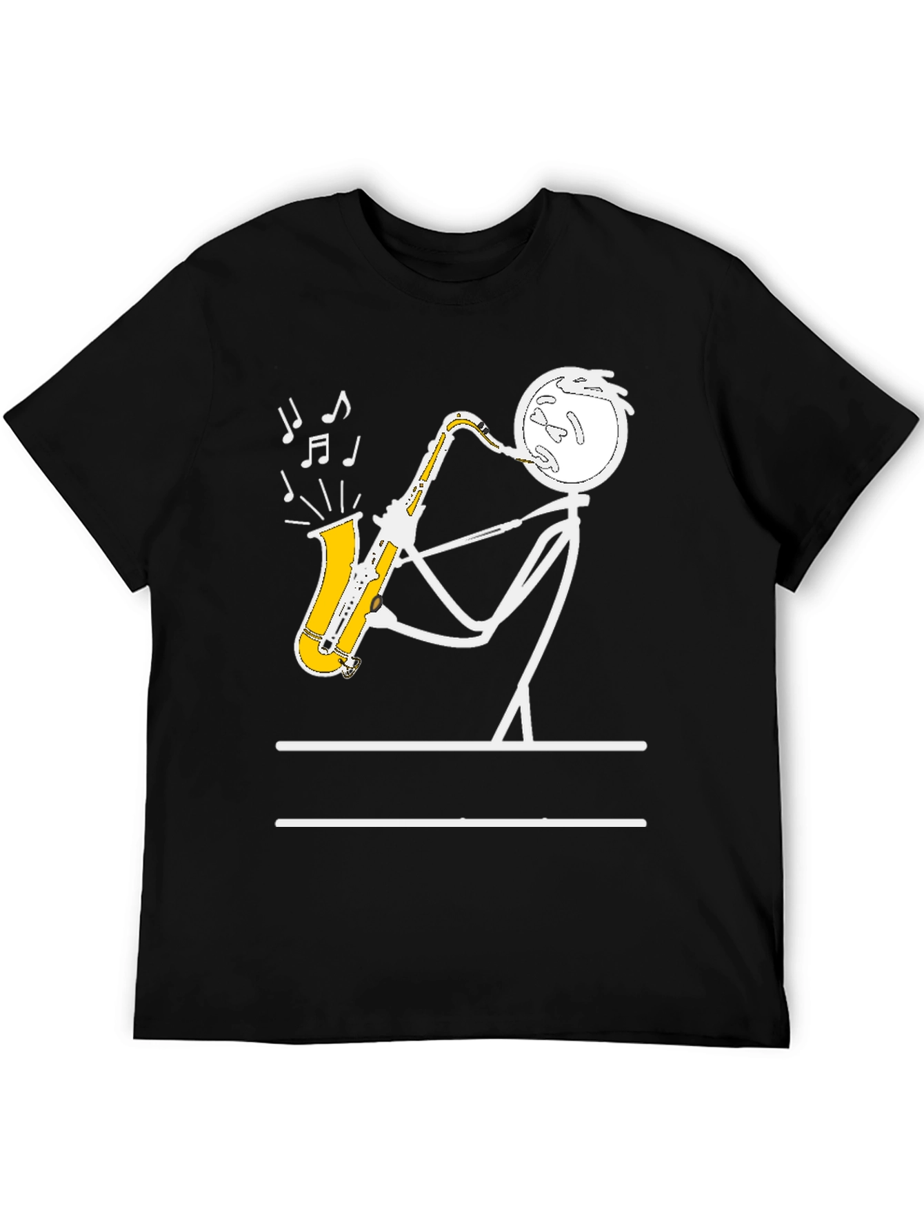 Saxophone Player Stick Figure Graphic Tee