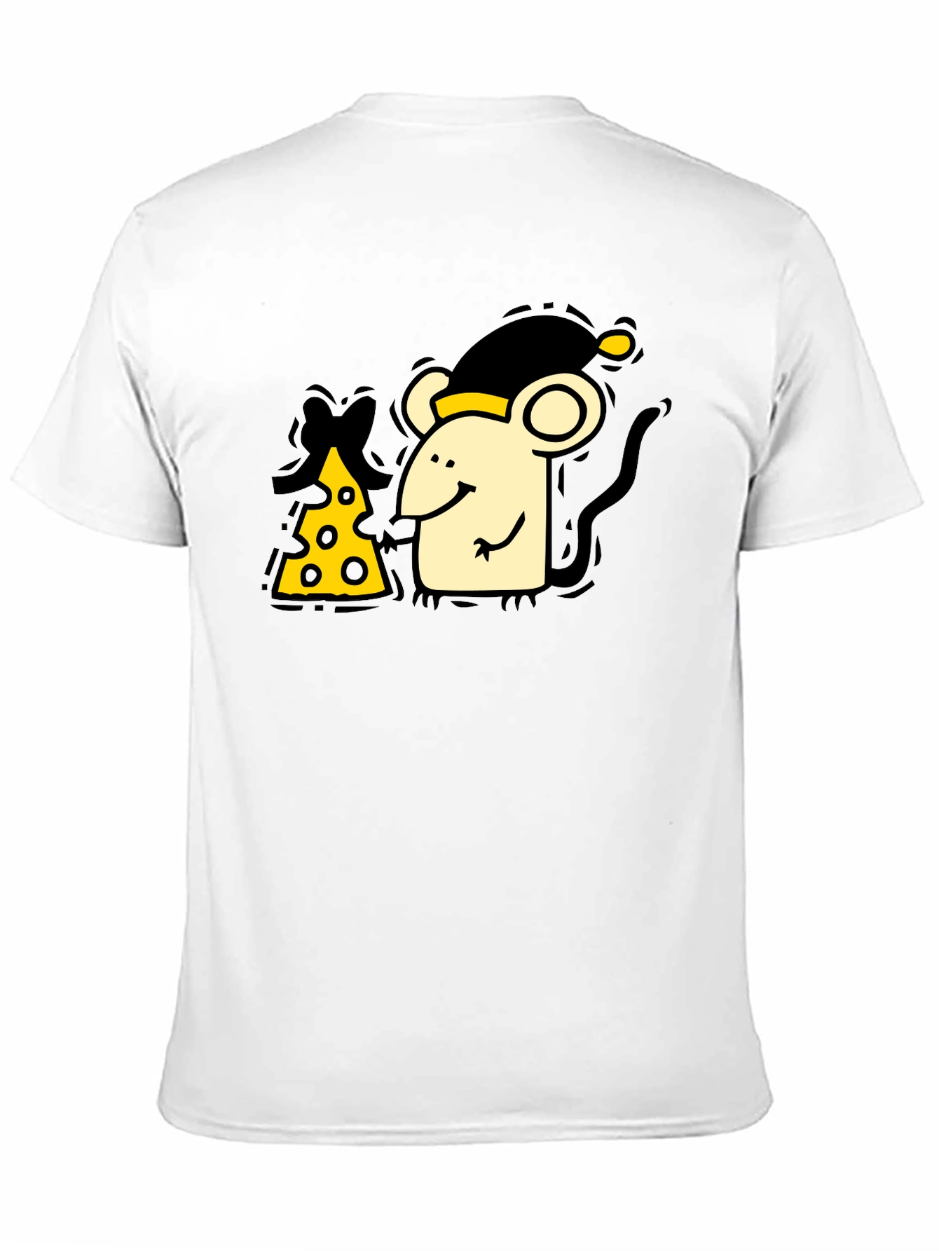 Cute Mouse & Cheese Graphic Black T-Shirt