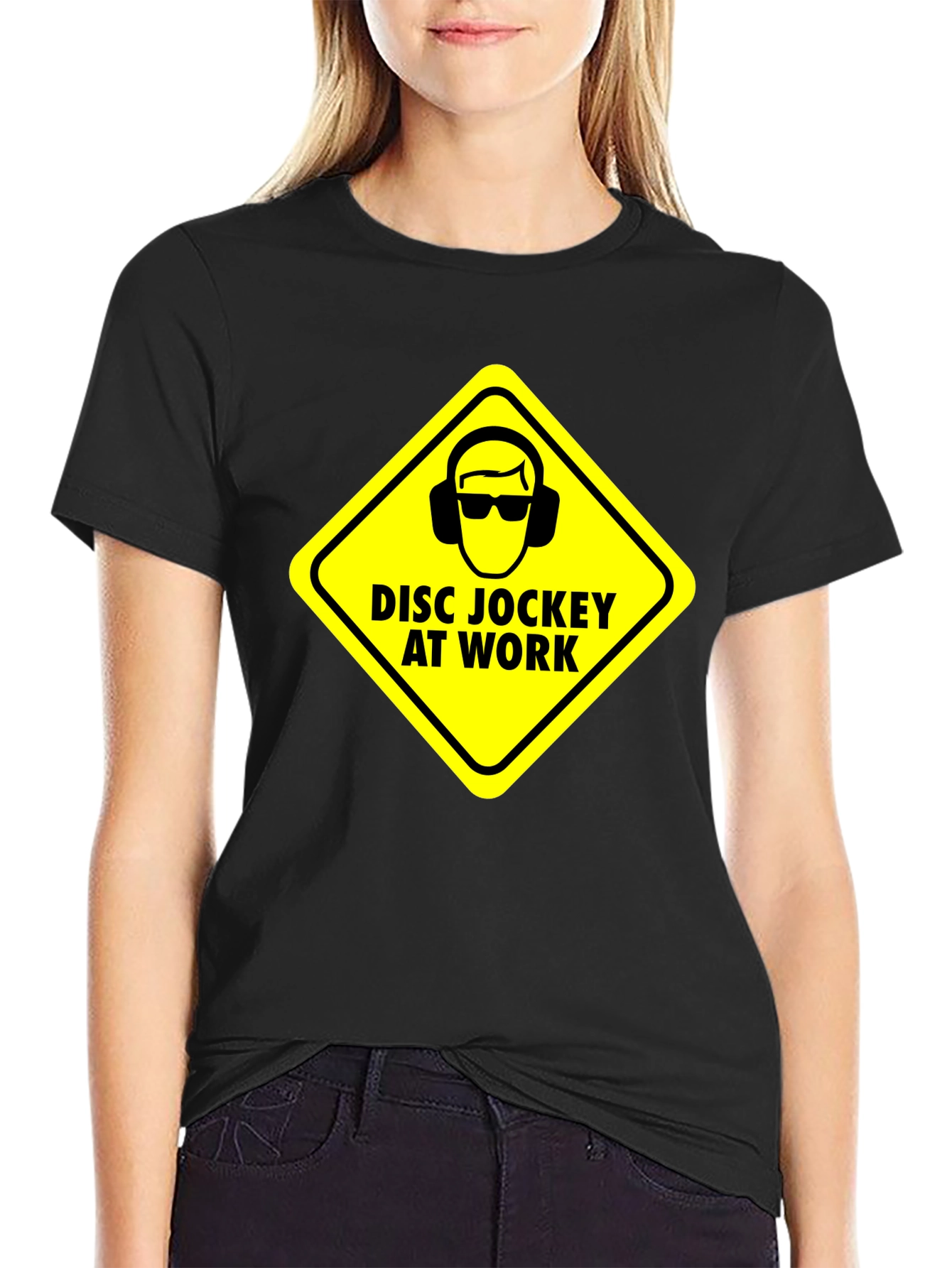 Disc Jockey at Work Warning T-Shirt - Black