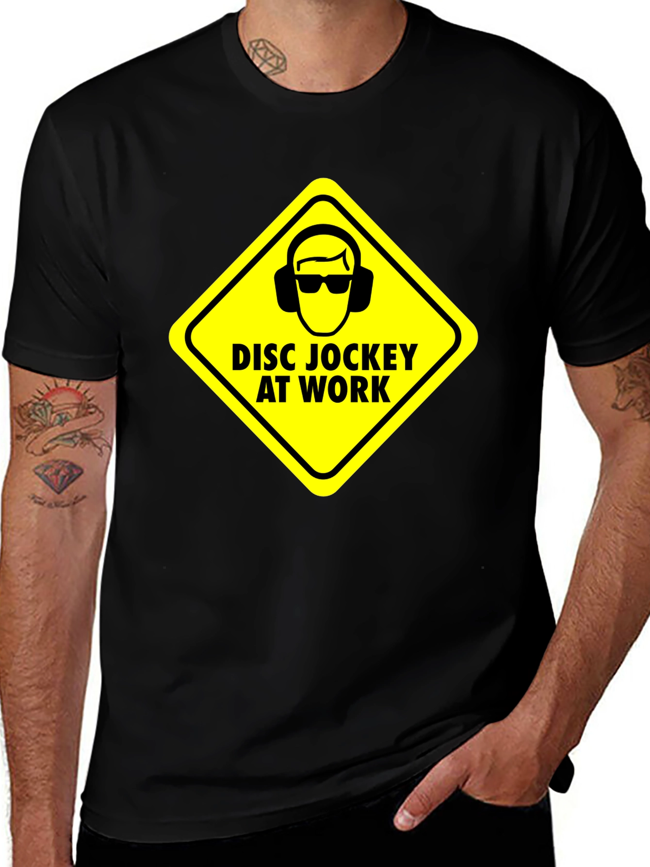 Disc Jockey at Work Warning T-Shirt - Black