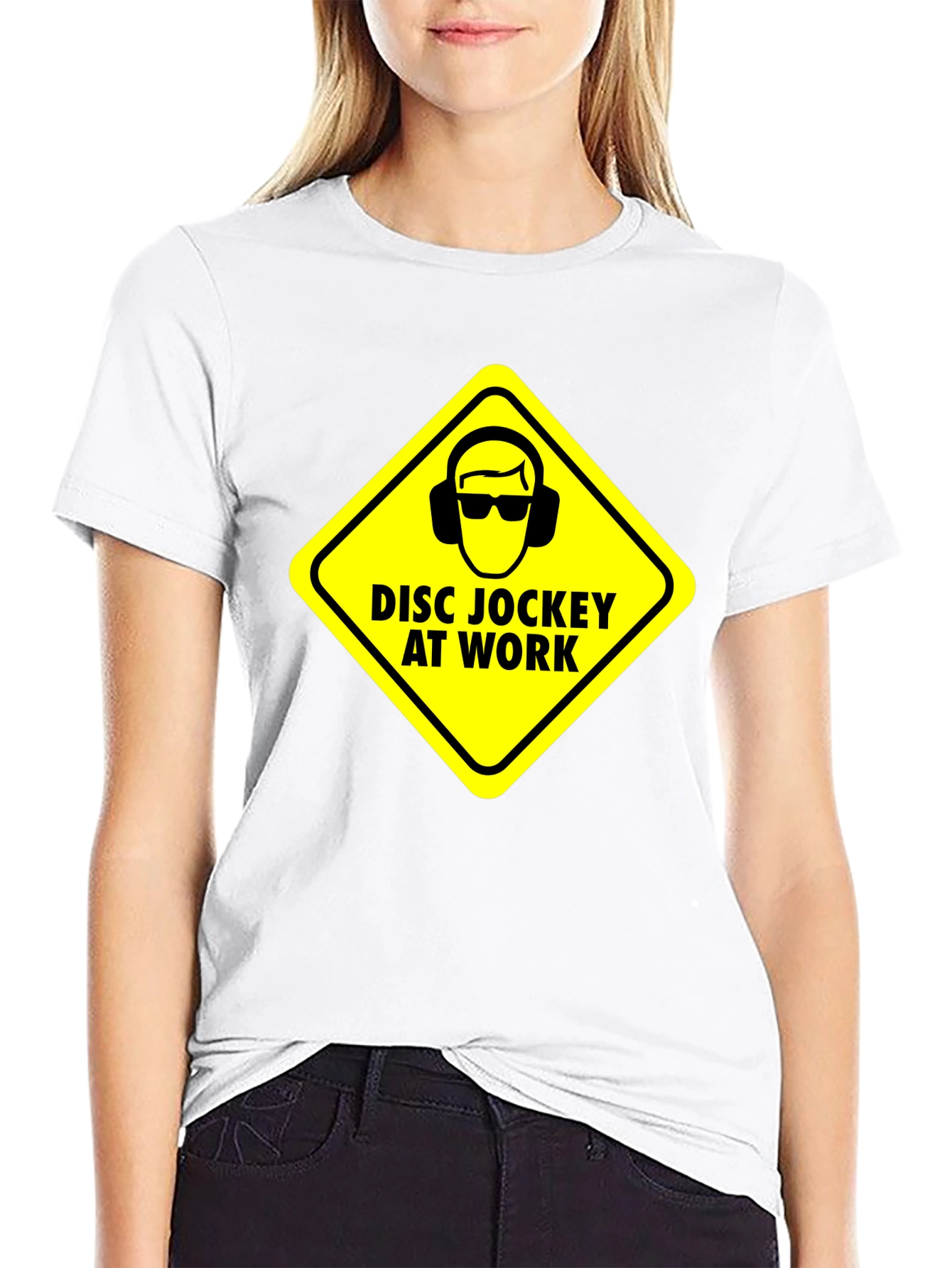 Disc Jockey at Work Warning T-Shirt - Black