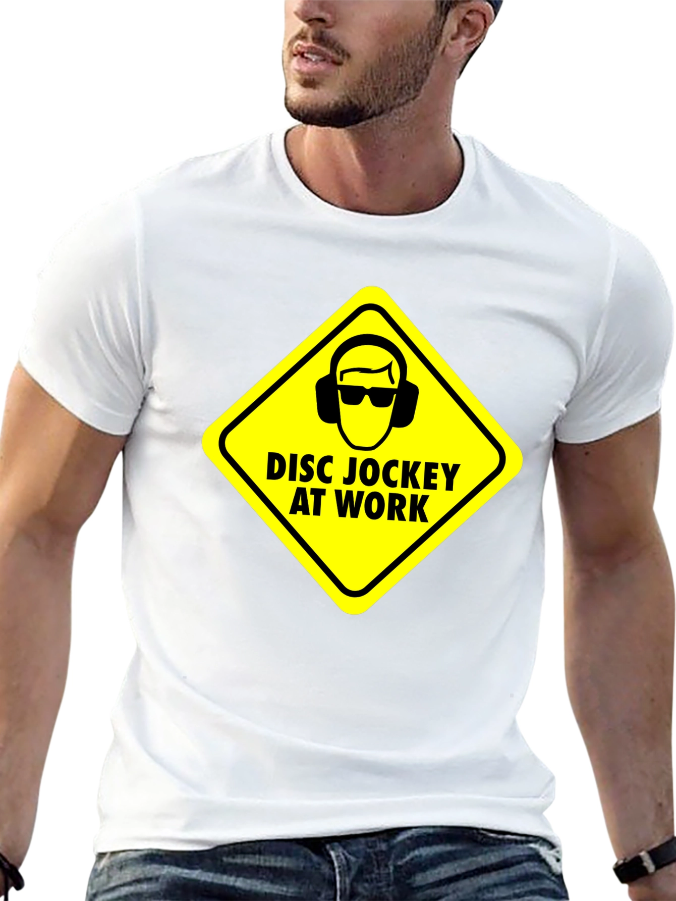 Disc Jockey at Work Warning T-Shirt - Black
