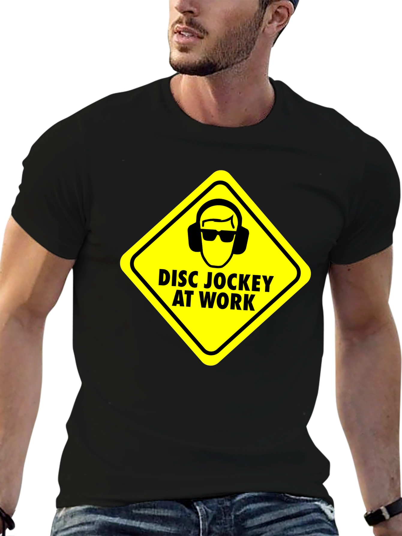 Disc Jockey at Work Warning T-Shirt - Black
