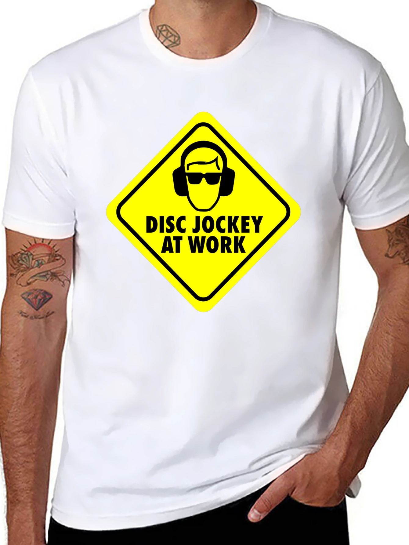 Disc Jockey at Work Warning T-Shirt - Black