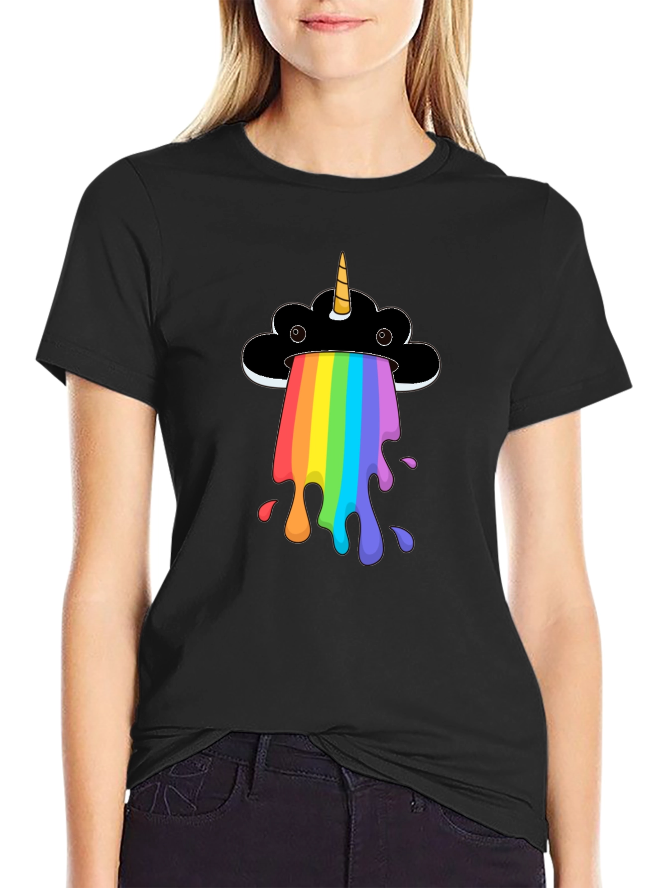 Rainbow Unicorn Cloud Graphic T-Shirt