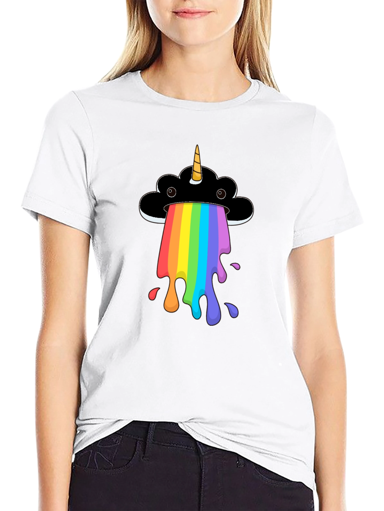 Rainbow Unicorn Cloud Graphic T-Shirt