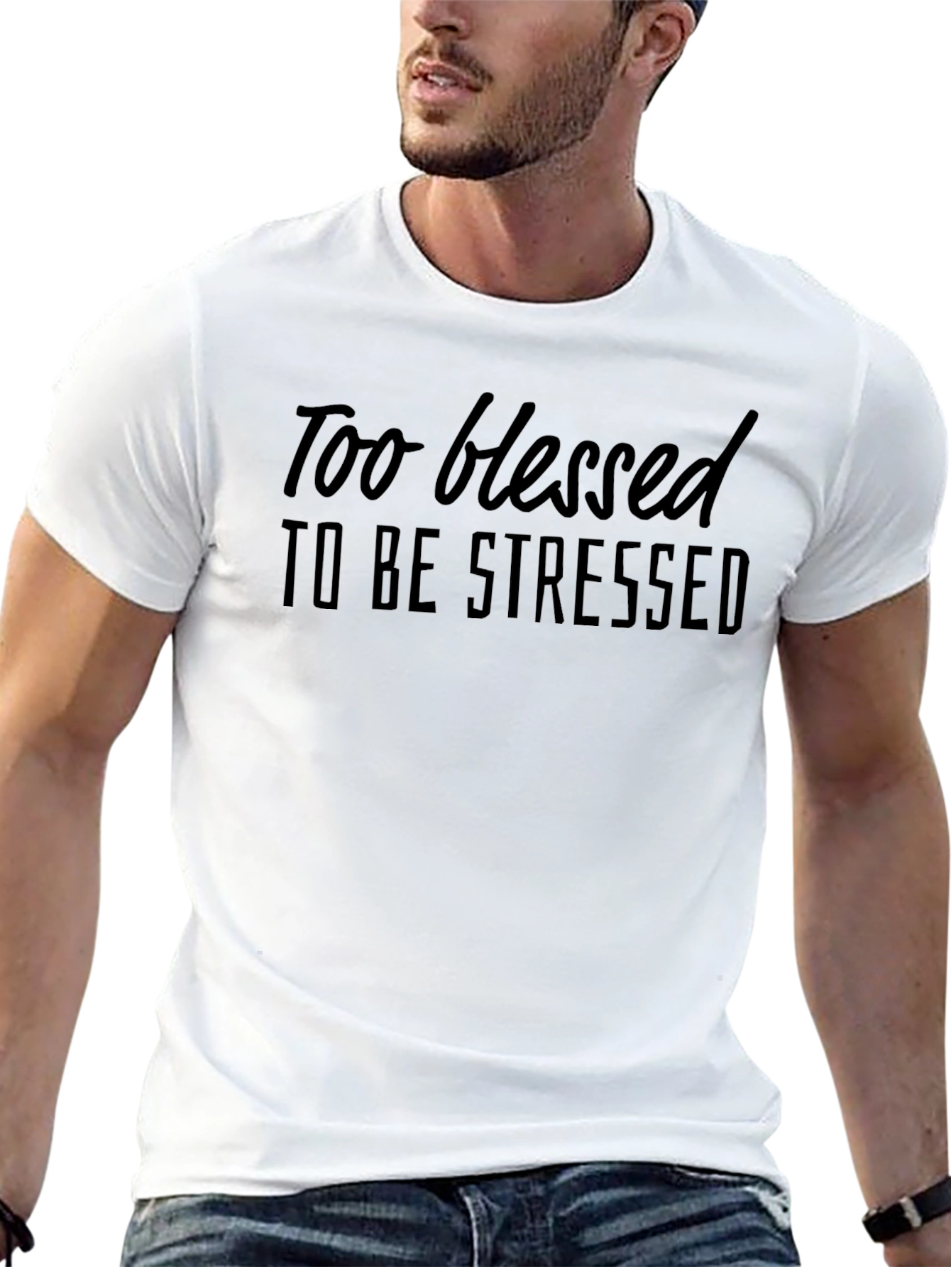 Too Blessed To Be Stressed Black Graphic Tee