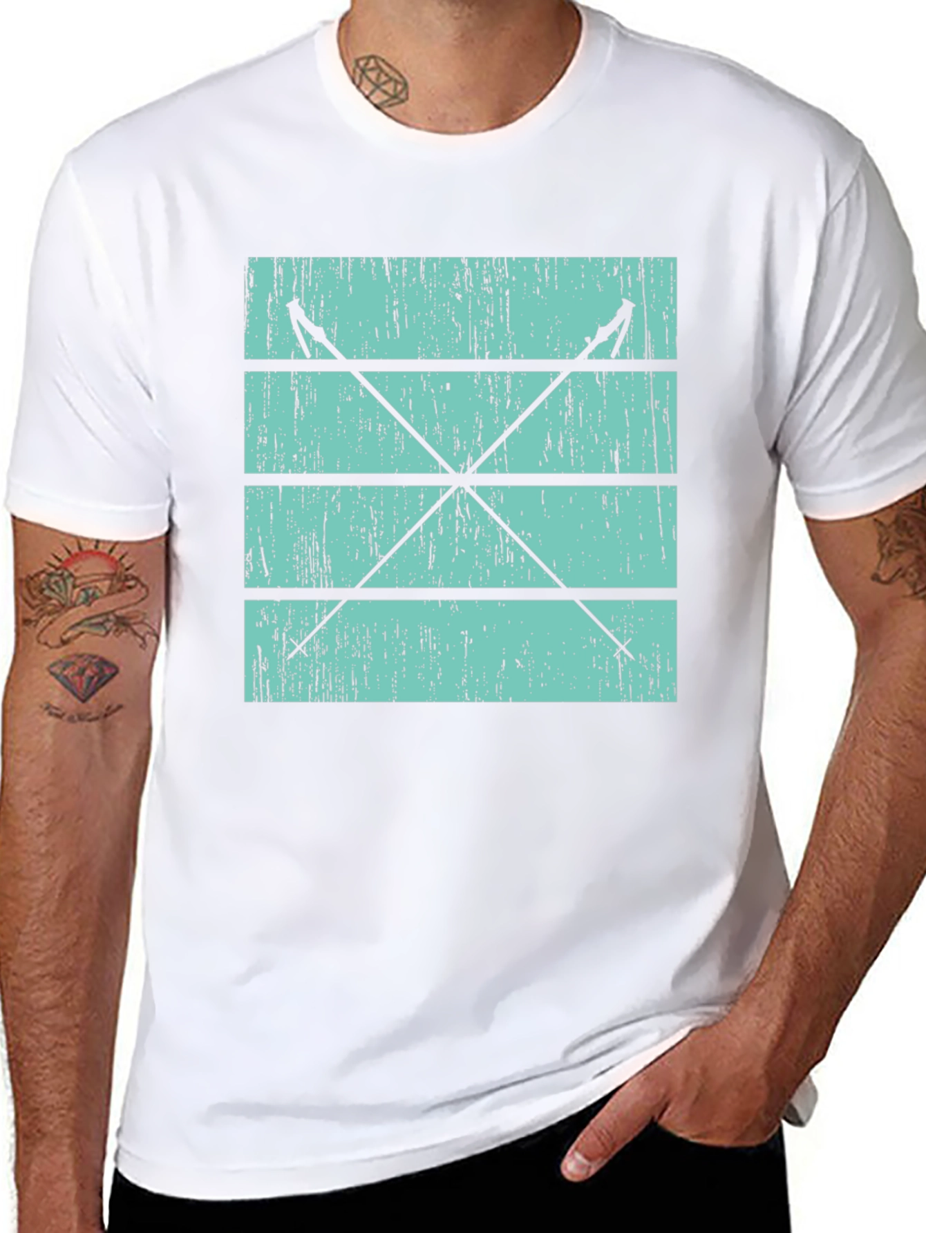 Retro Ski Poles Graphic Tee - Black