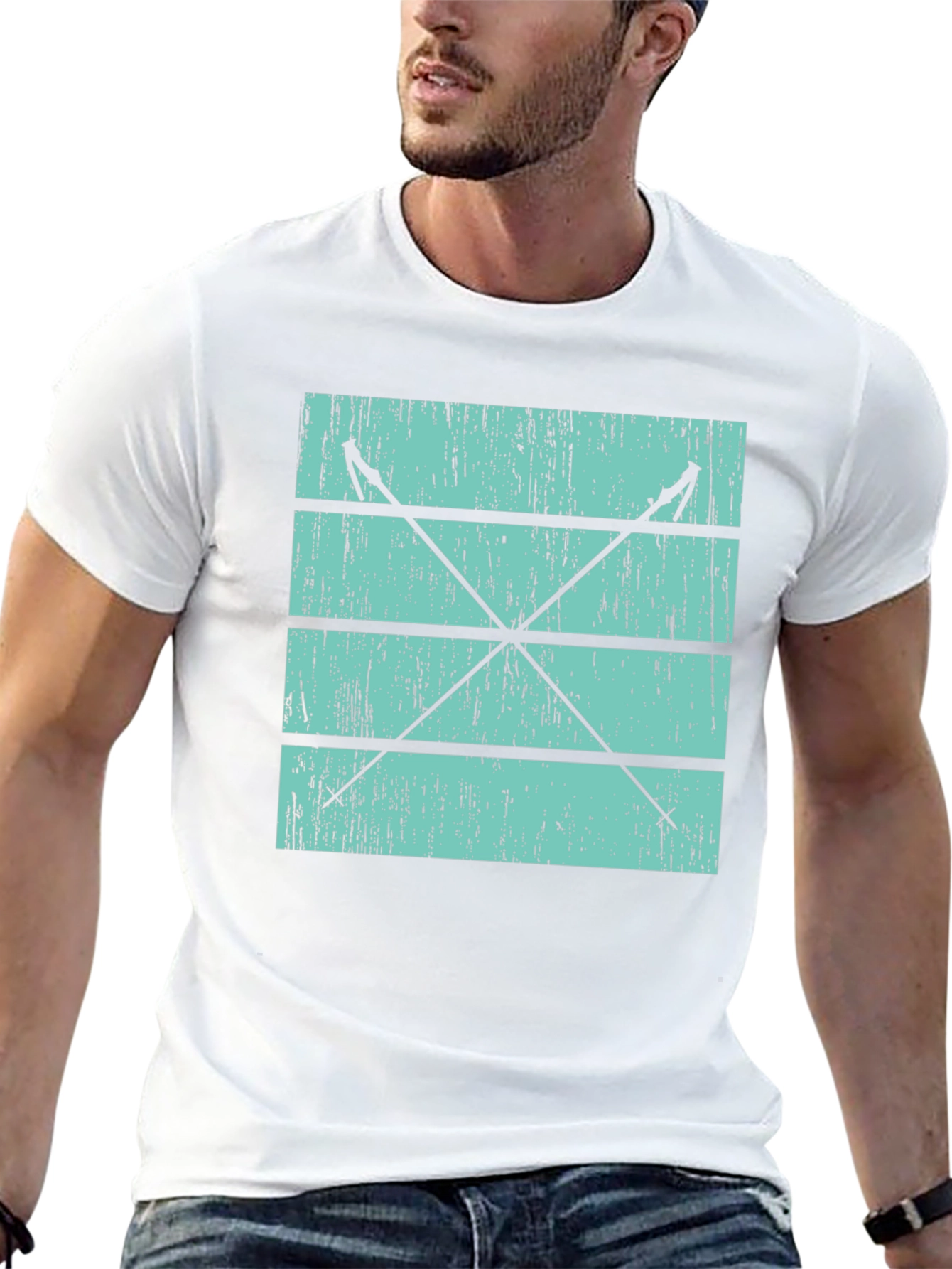 Retro Ski Poles Graphic Tee - Black