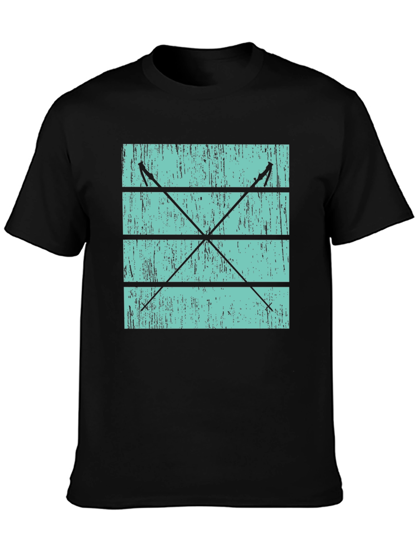Retro Ski Poles Graphic Tee - Black