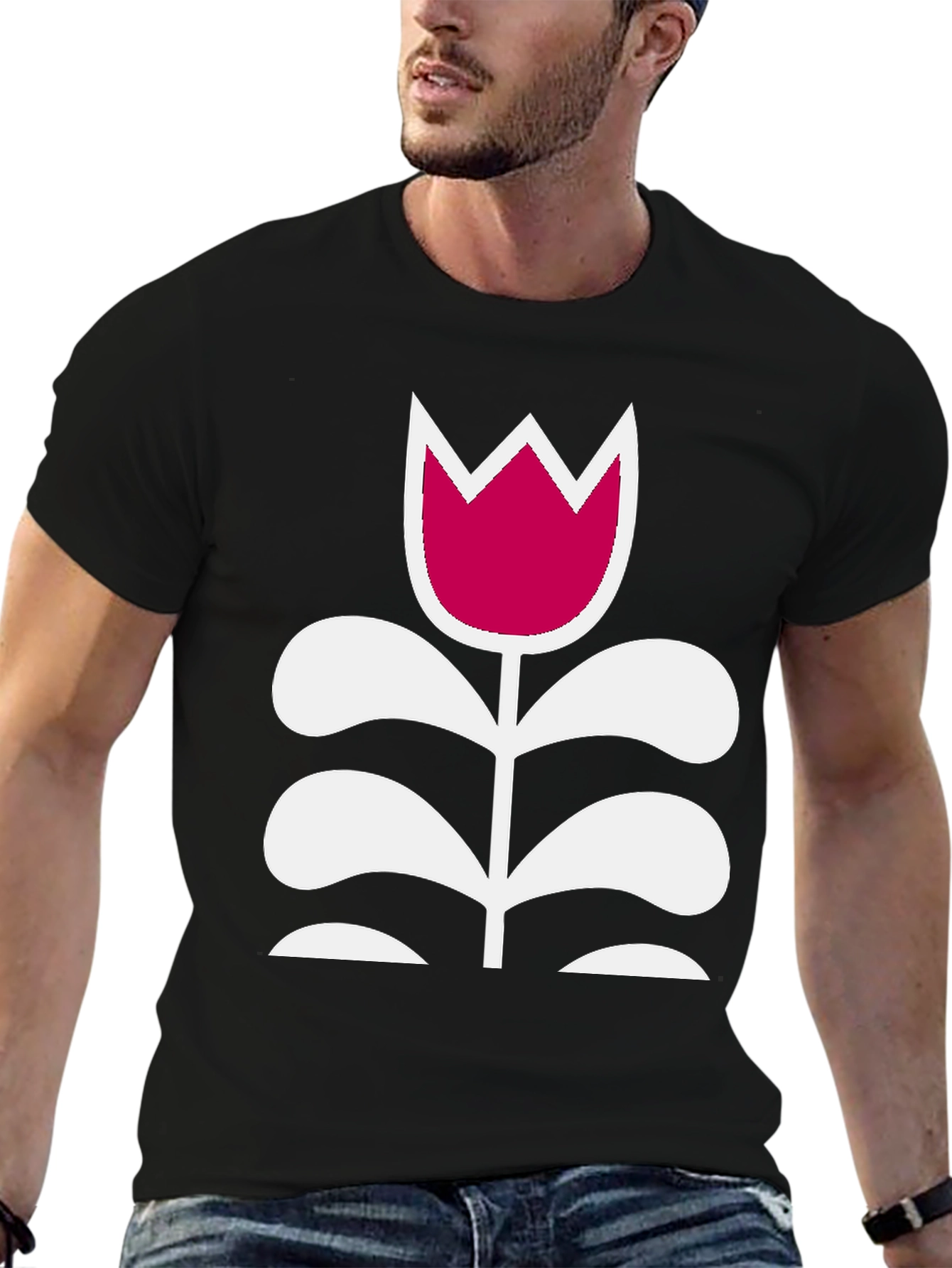 Floral Graphic Tee - Modern Tulip Design