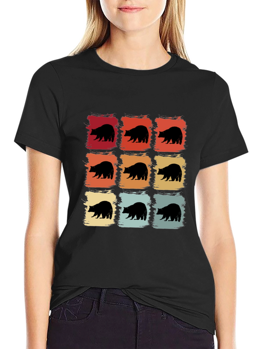Retro Bear Graphic Tee - Black