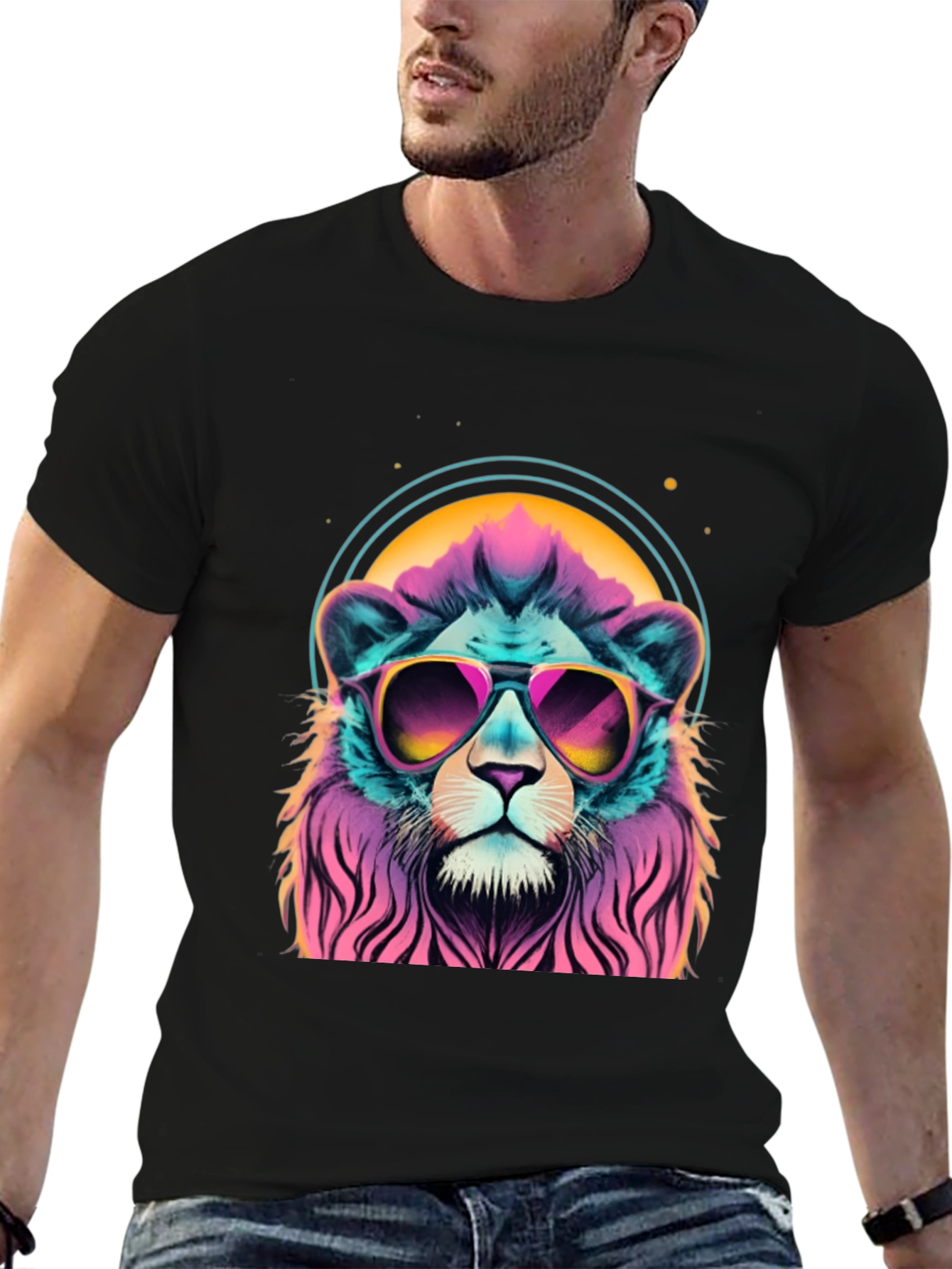 Cool Lion Graphic Tee - Retro Style