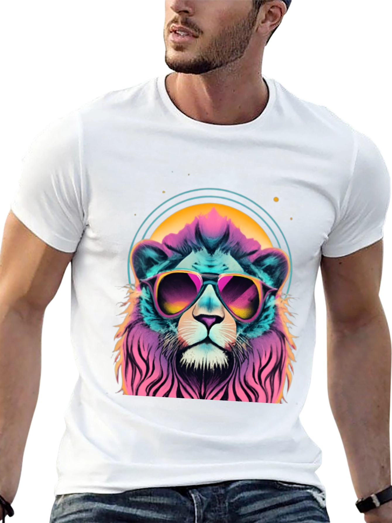 Cool Lion Graphic Tee - Retro Style