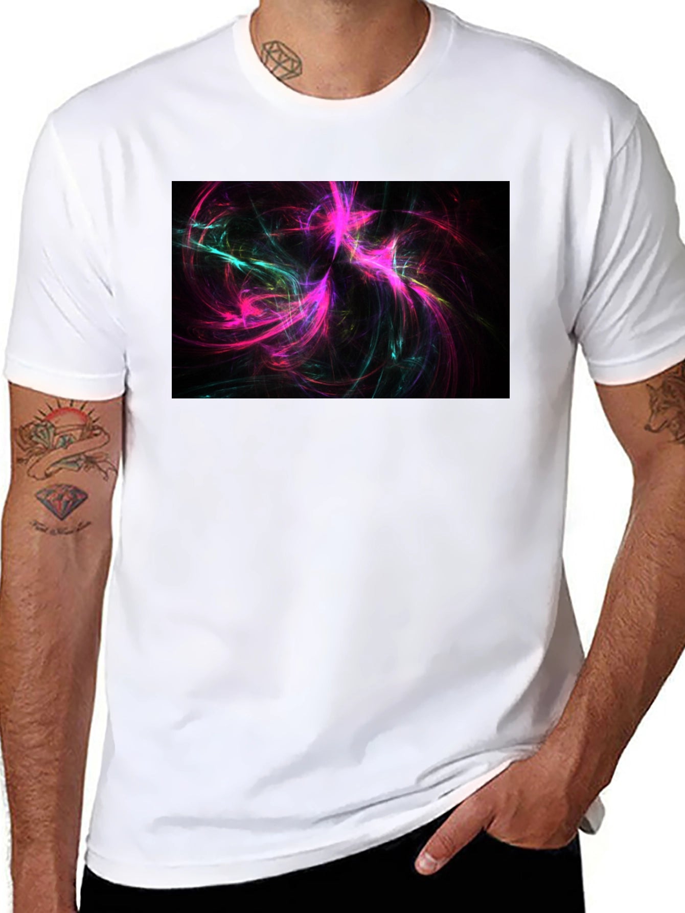 Abstract Swirls Black Tee - Vivid Graphic Print