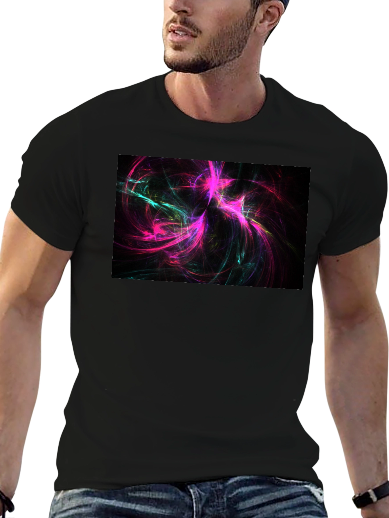 Abstract Swirls Black Tee - Vivid Graphic Print