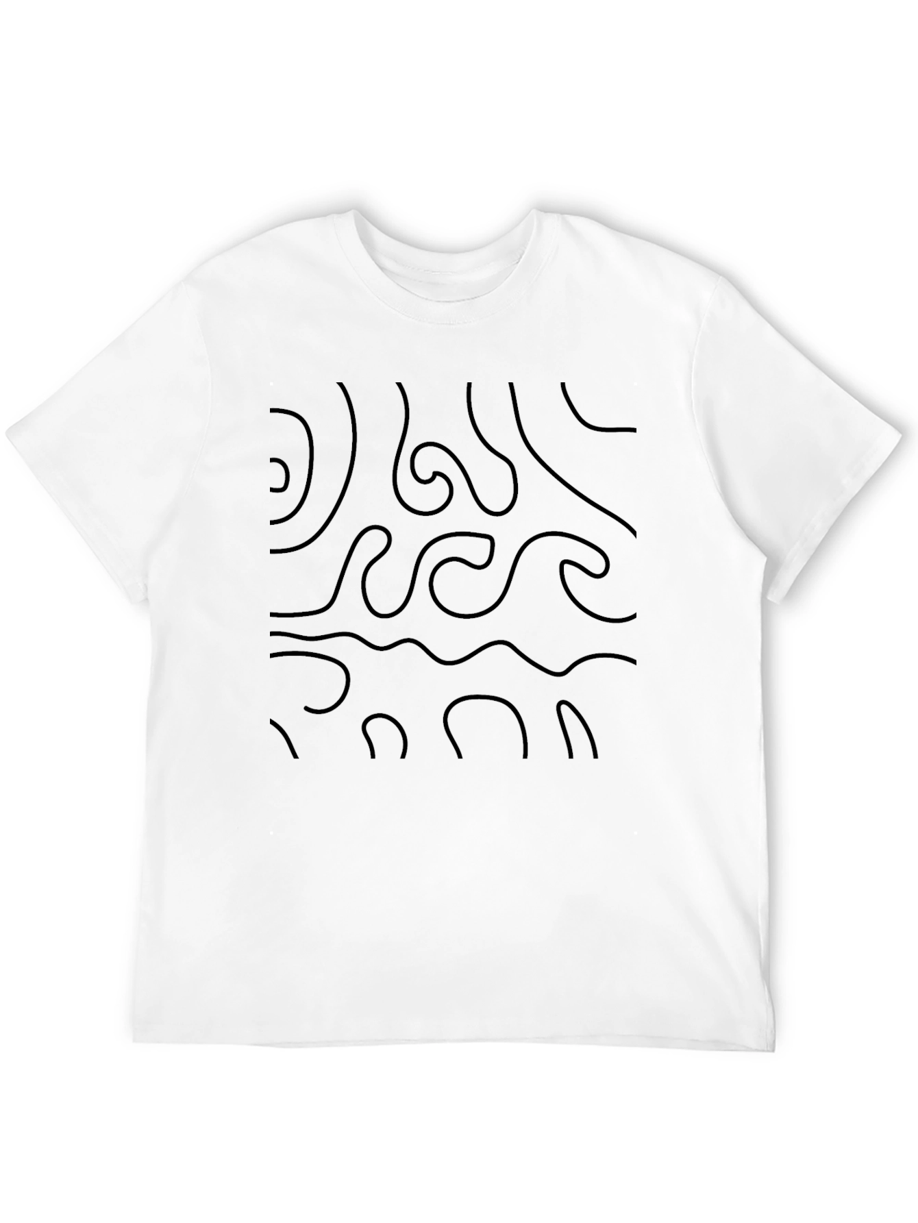 Abstract Wave Design Black T-Shirt