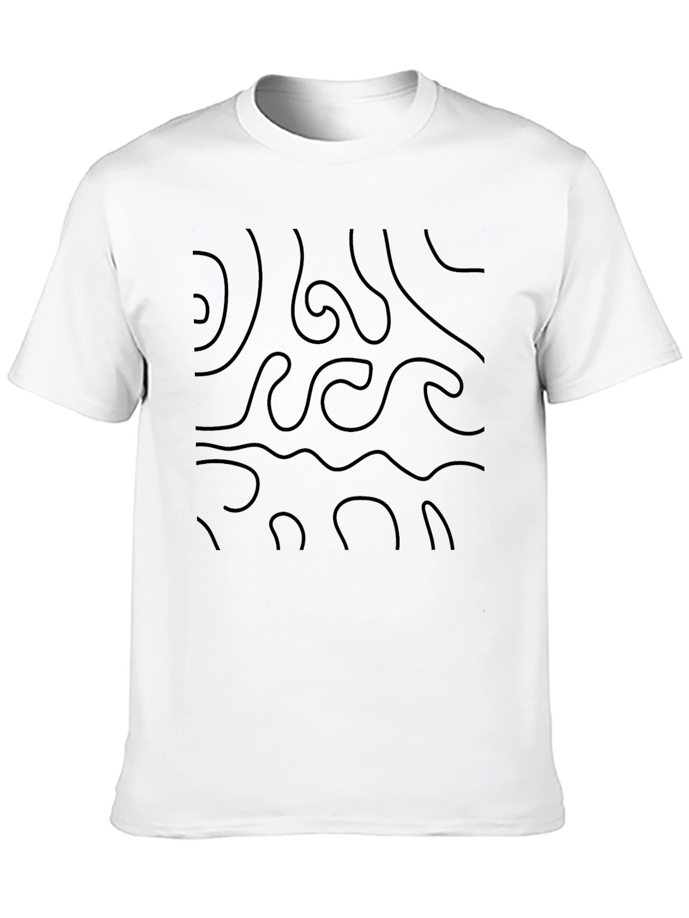 Abstract Wave Design Black T-Shirt