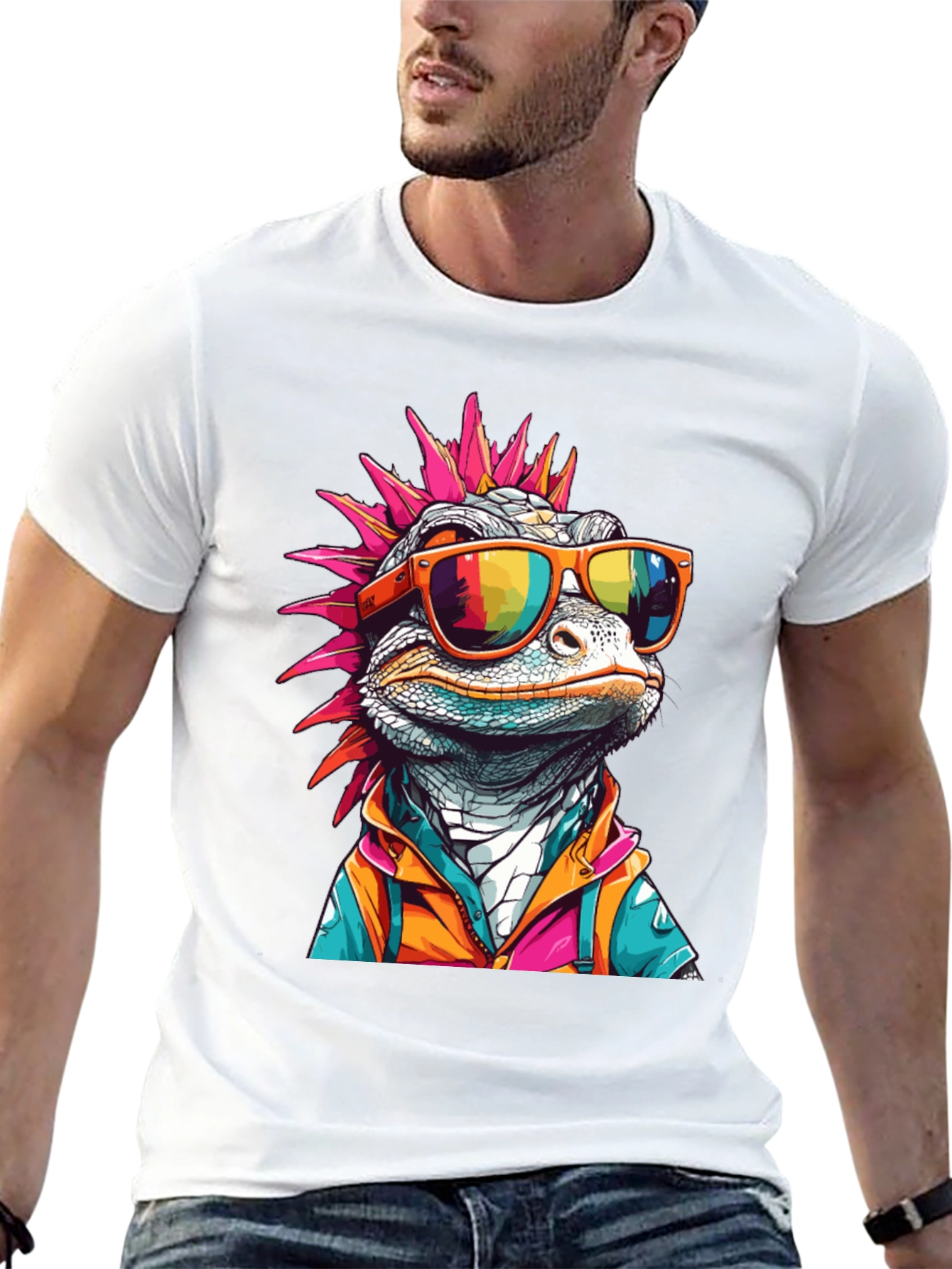 Cool Lizard Graphic Tee - Mens Black T-Shirt