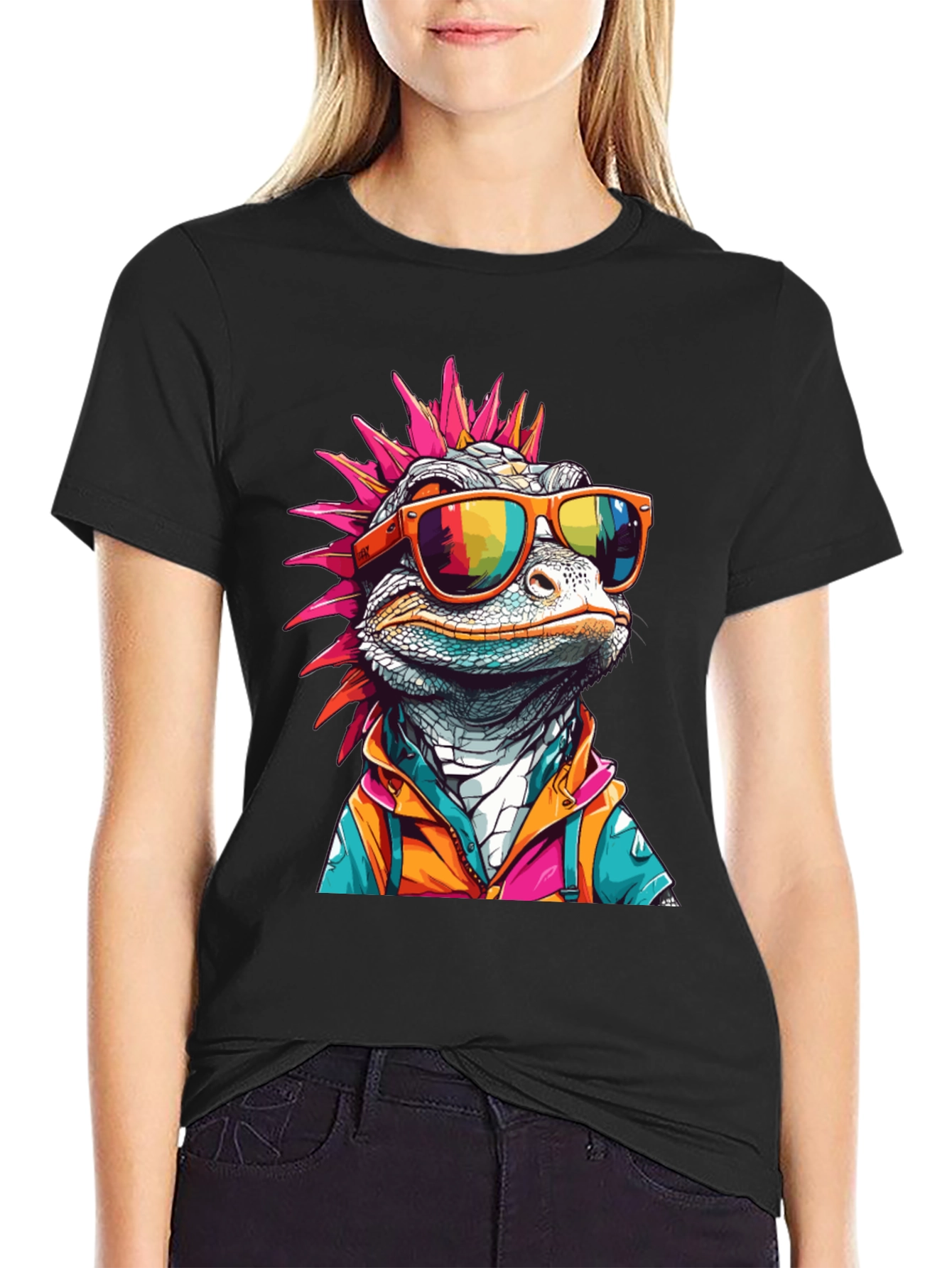 Cool Lizard Graphic Tee - Mens Black T-Shirt