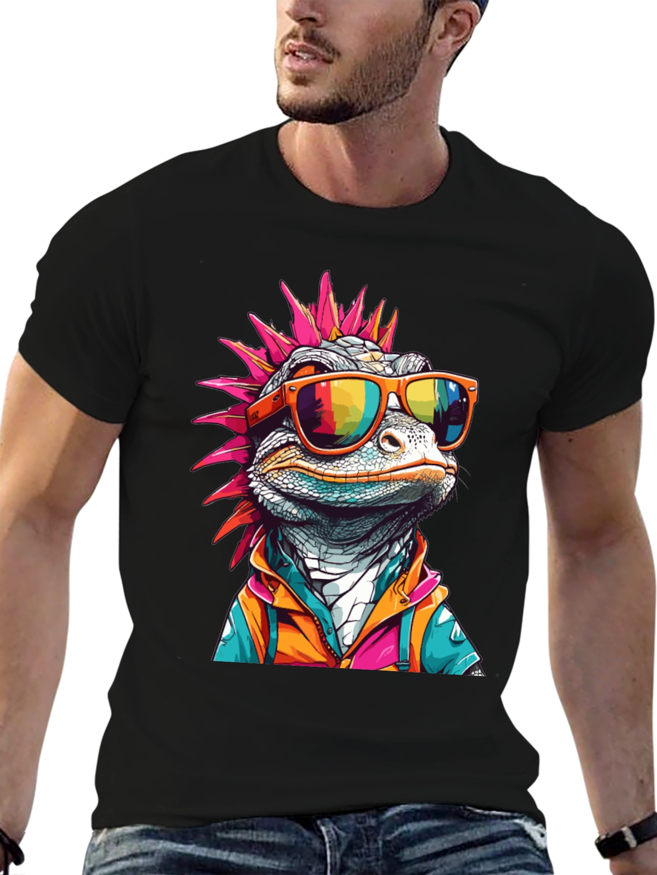 Cool Lizard Graphic Tee - Mens Black T-Shirt