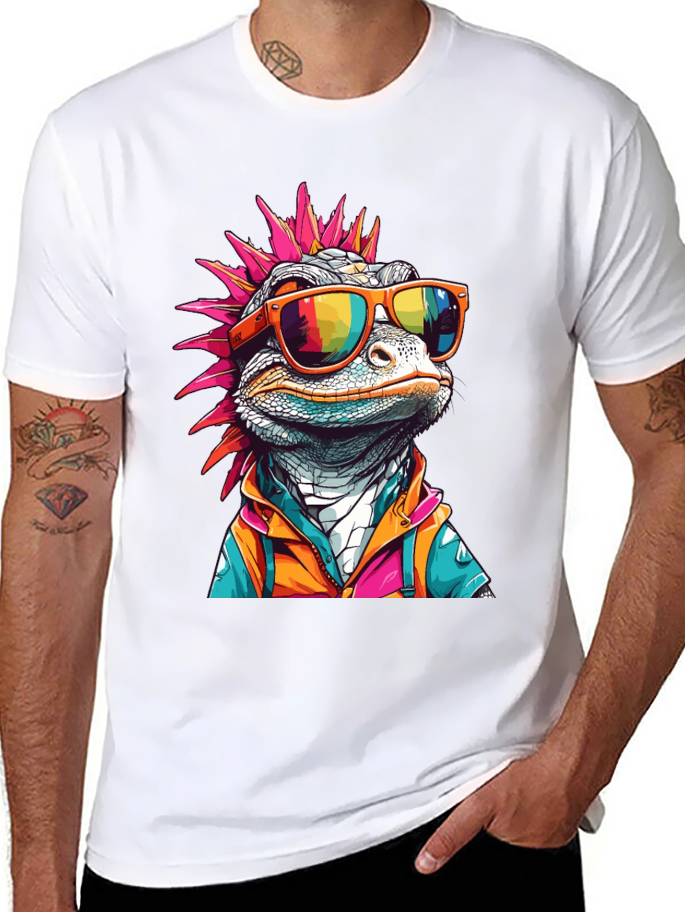 Cool Lizard Graphic Tee - Mens Black T-Shirt