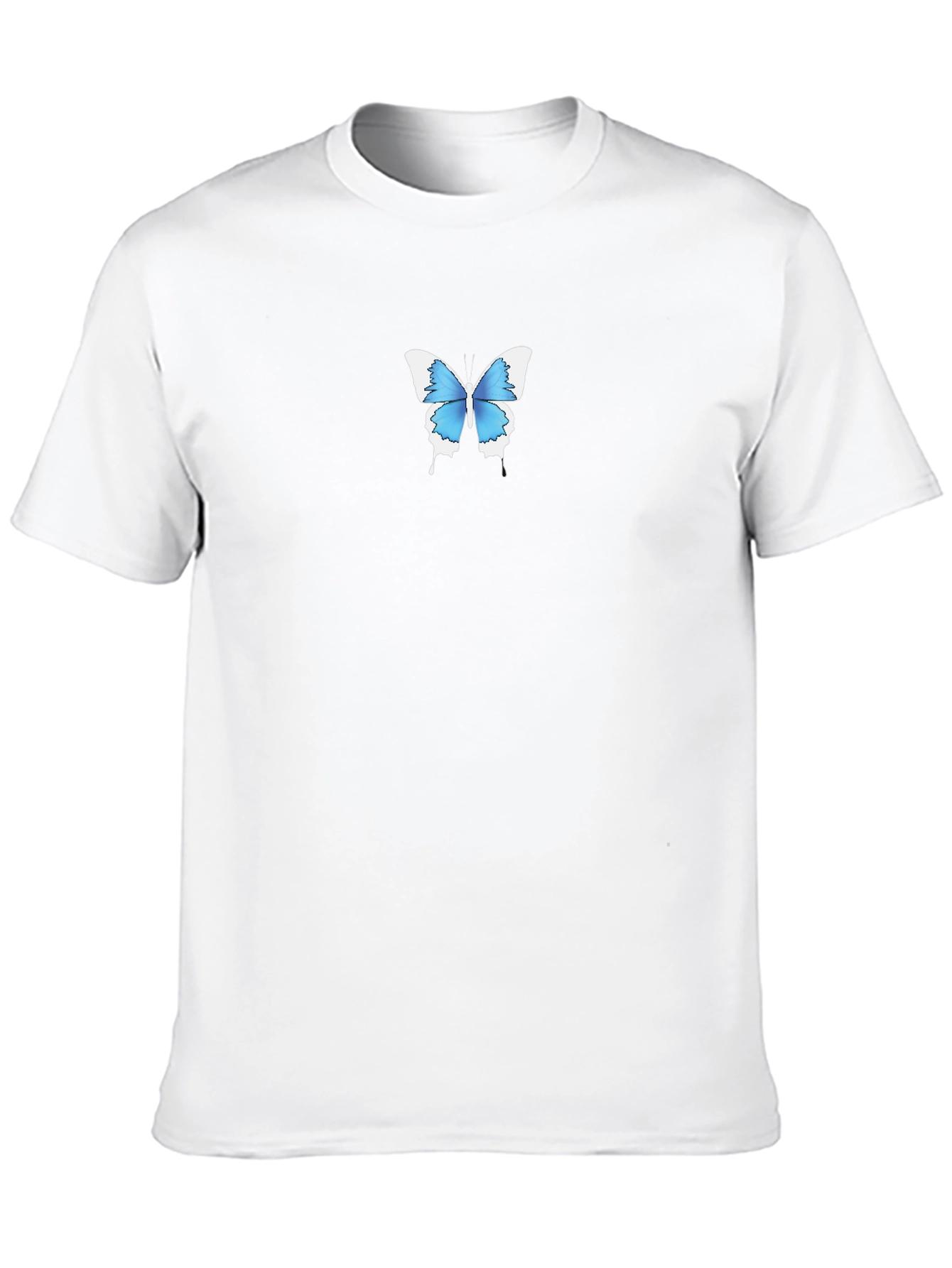 Mens Black T-Shirt with Blue Butterfly Graphic