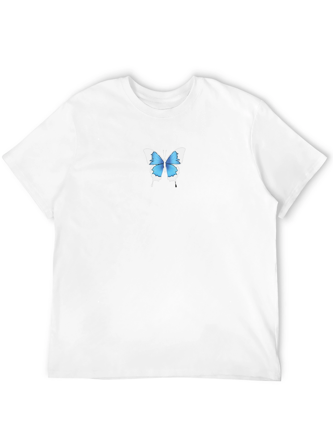 Mens Black T-Shirt with Blue Butterfly Graphic