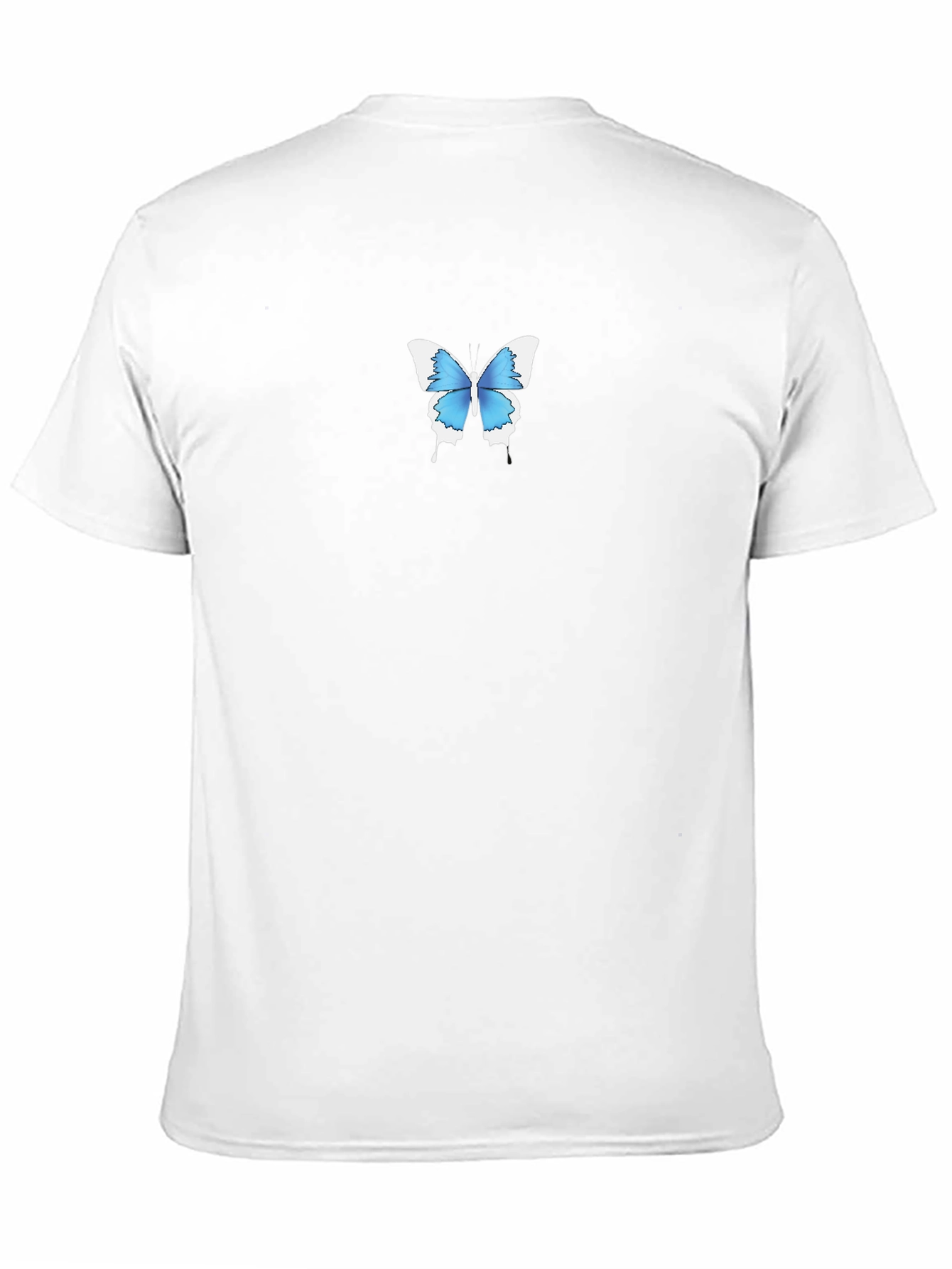 Mens Black T-Shirt with Blue Butterfly Graphic
