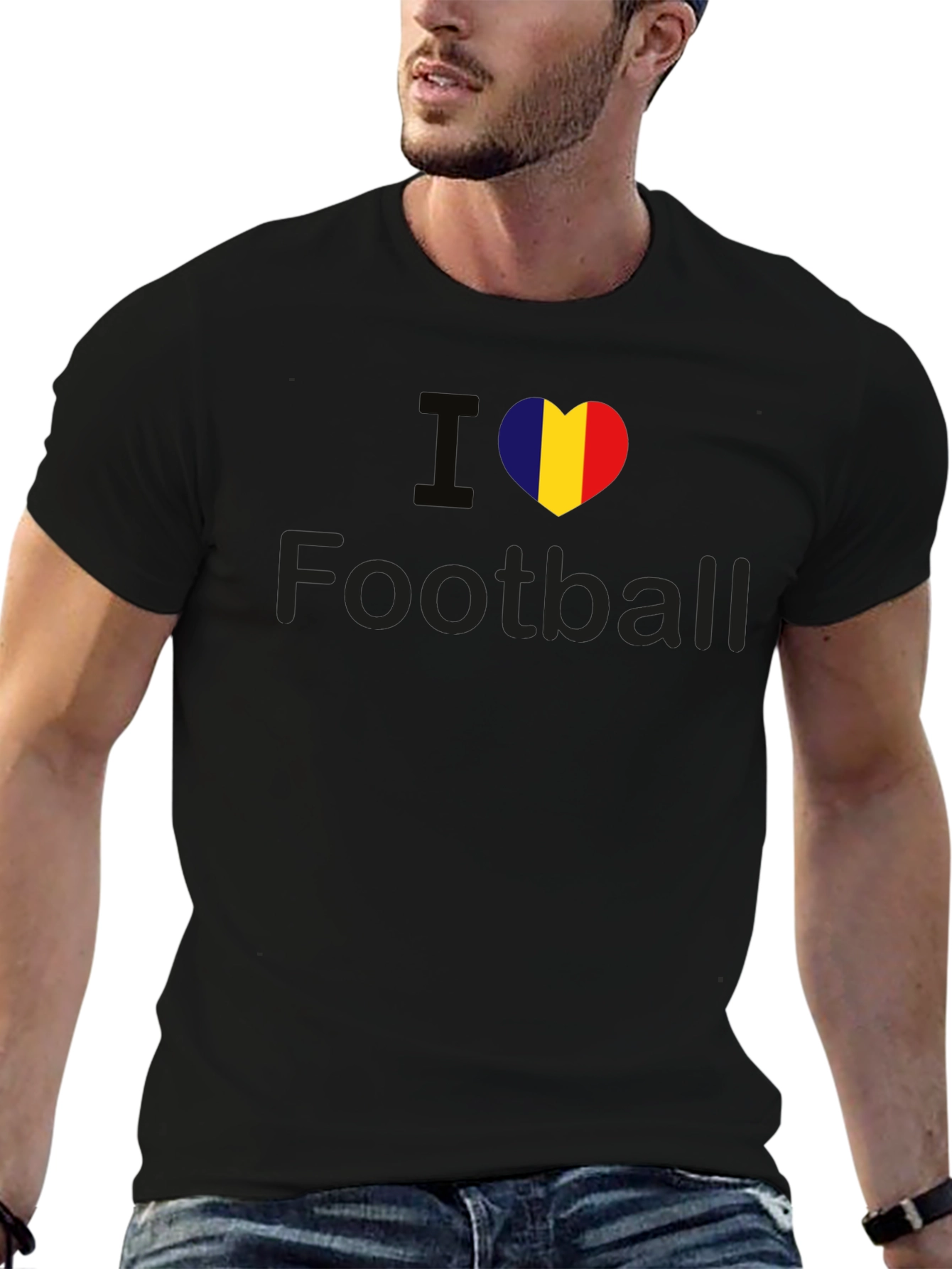 I Heart Football Tee - Flag Heart Design