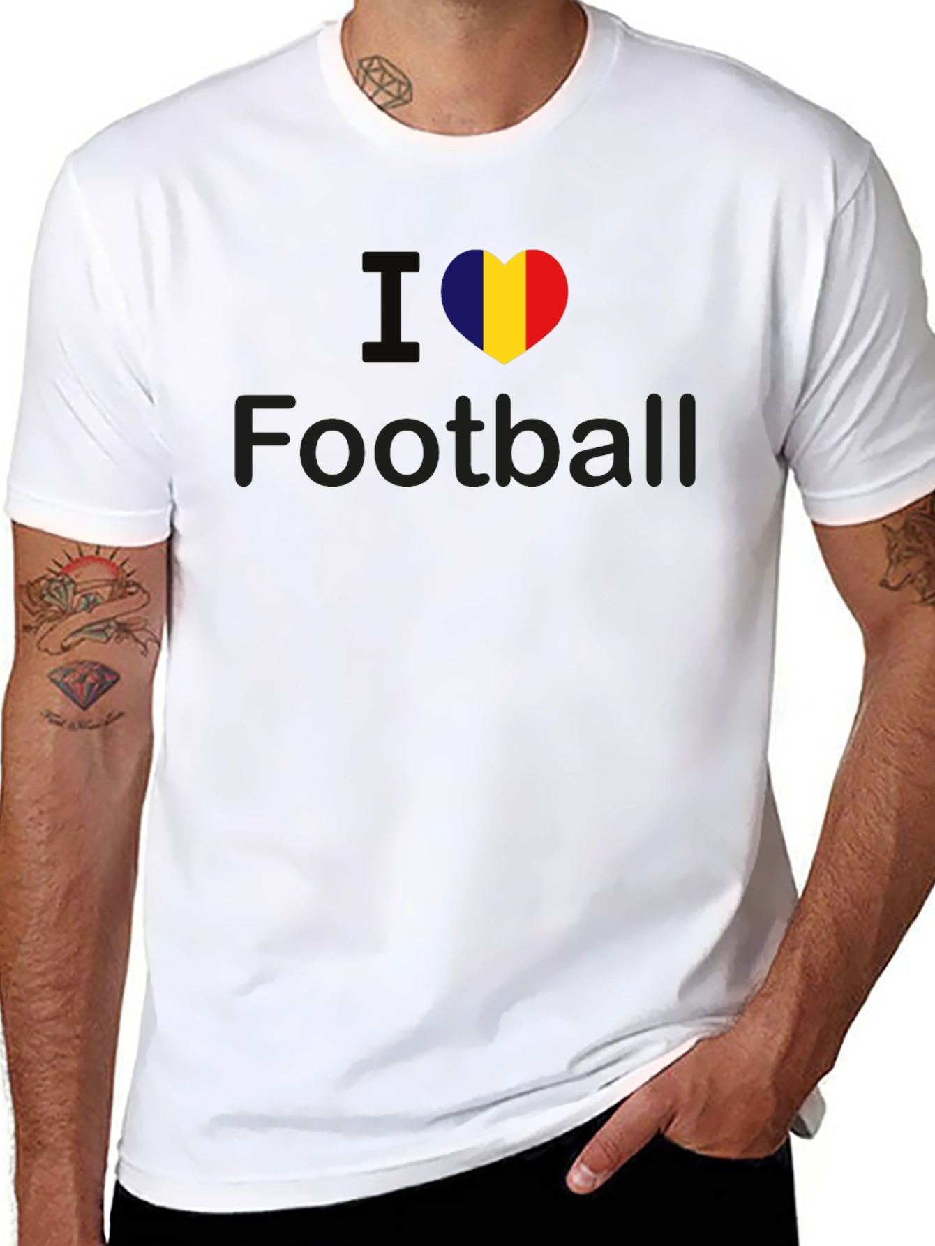 I Heart Football Tee - Flag Heart Design