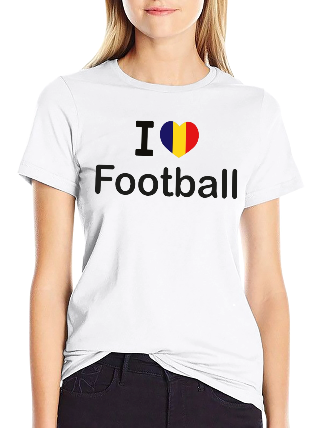 I Heart Football Tee - Flag Heart Design