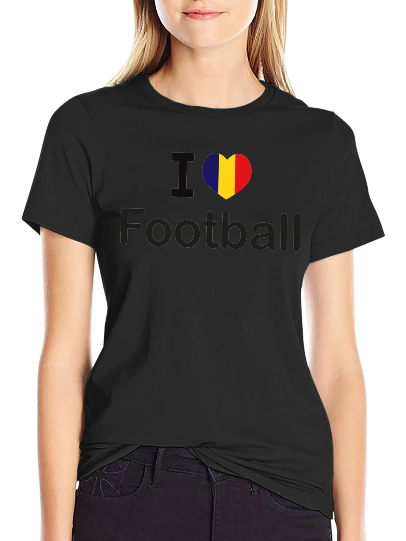 I Heart Football Tee - Flag Heart Design