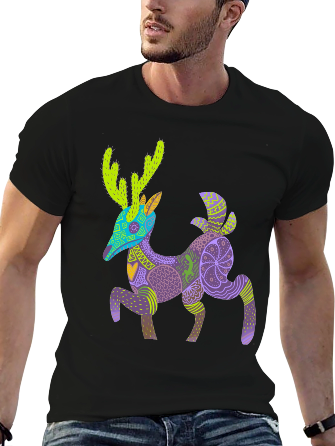 Alebrije Deer Graphic Tee - Unique Art Shirt