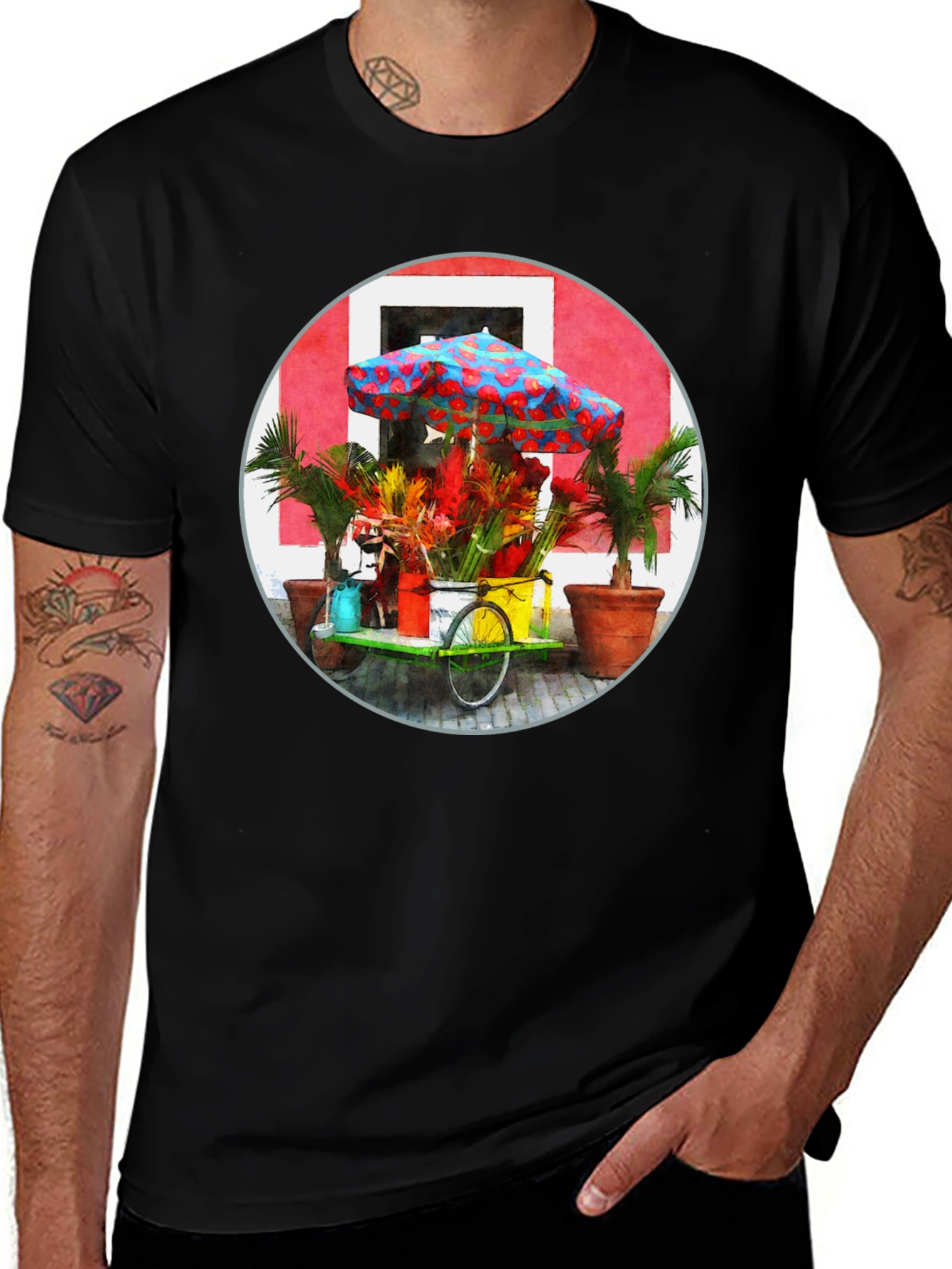 Tropical Flower Cart Graphic Tee